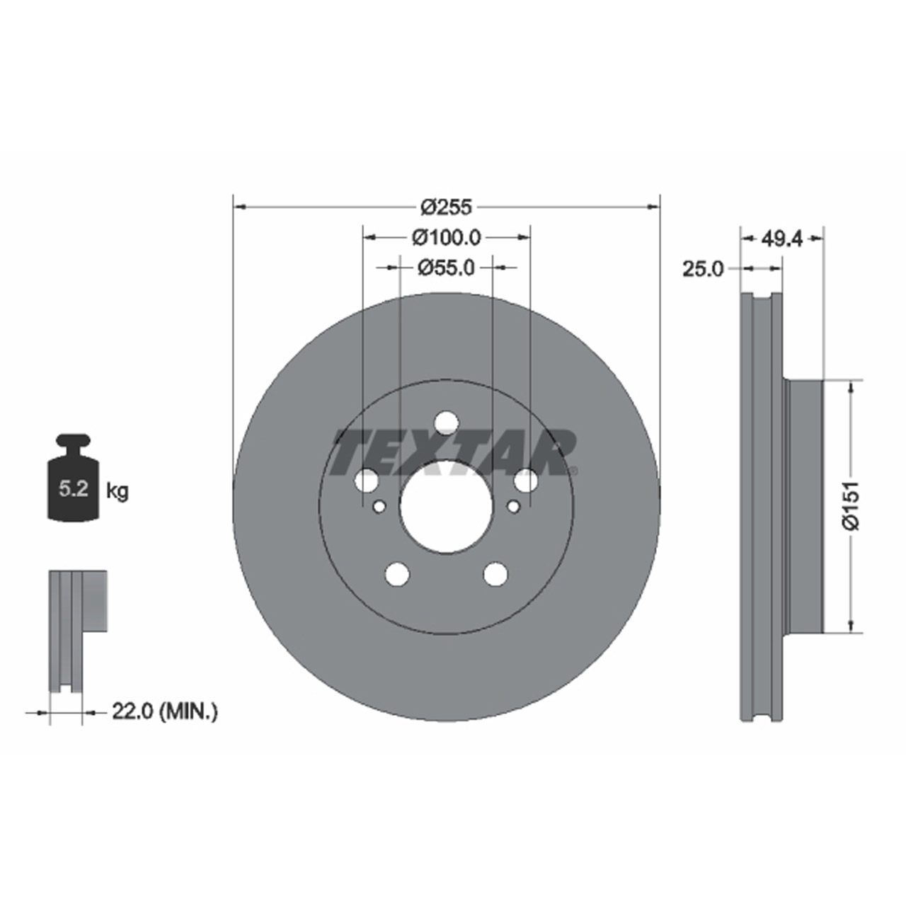 TEXTAR 92301703 Bremsscheiben Satz TOYOTA Prius (_W5_) (_W52_) 1.8 Hybrid vorne 4351247060