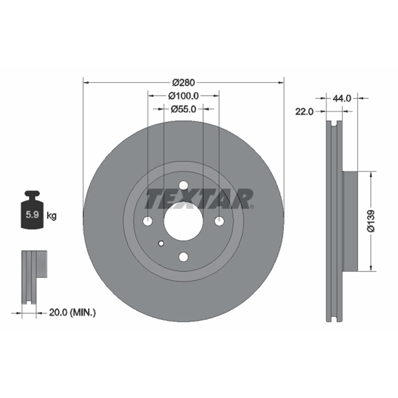 TEXTAR 92304205 Bremsscheiben Satz ABARTH / FIAT 124 Spider (348_) MAZDA MX-5 IV vorne