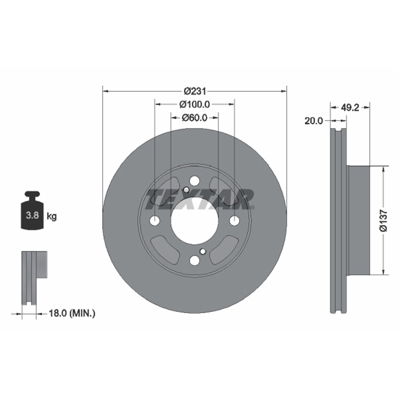 TEXTAR 92314003 Bremsscheiben Satz SUZUKI Celerio (LF) 1.0 68 PS vorne 5531184M00