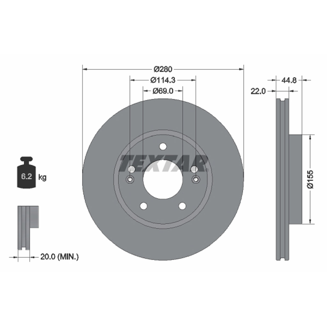 TEXTAR 92314703 Bremsscheiben Satz HYUNDAI Ioniq (AE) KIA E- / Niro 1 (DE) Hybrid vorne