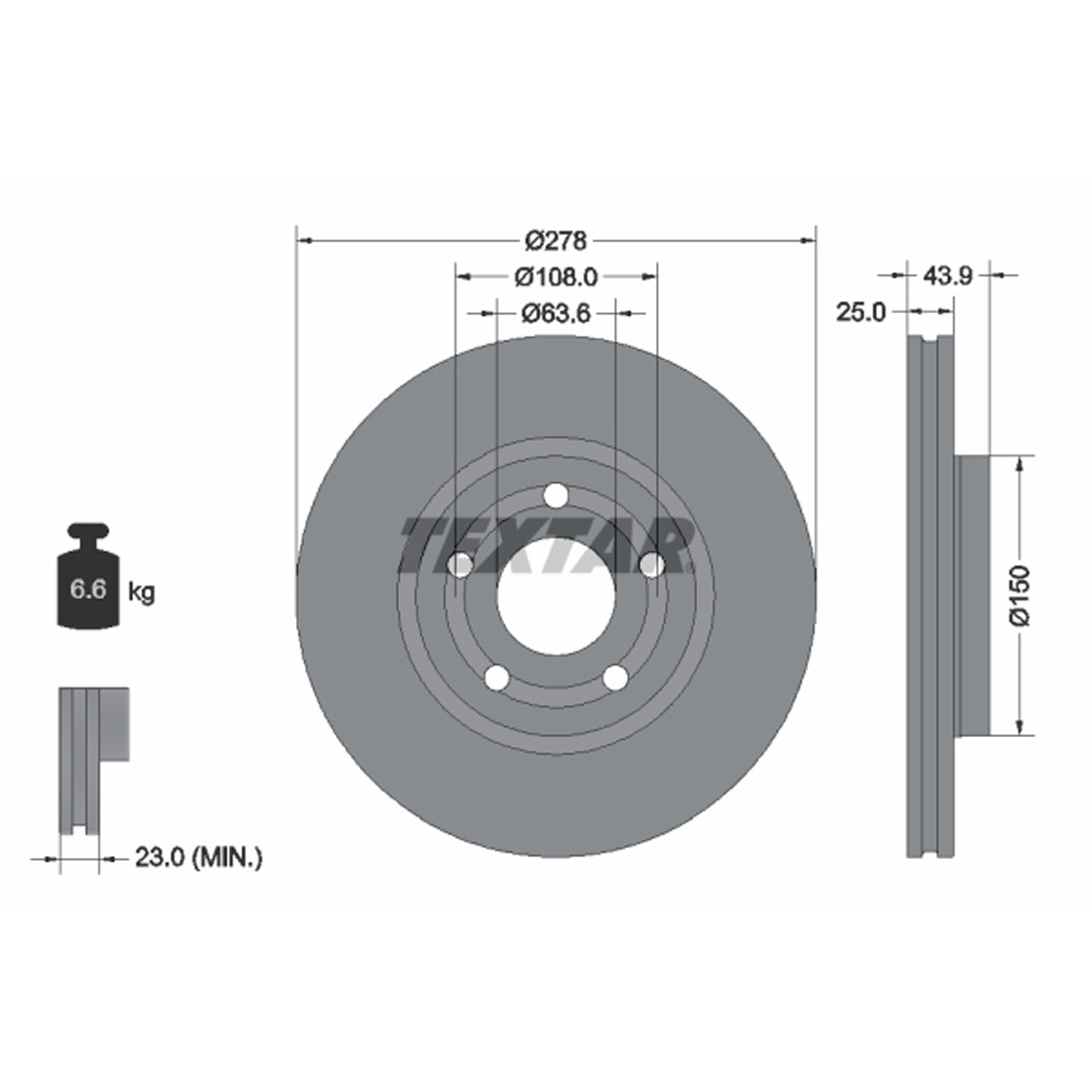 TEXTAR 92327503 Bremsscheiben Satz FORD Puma (J2K, CF7) vorne 2384229 / 2660438