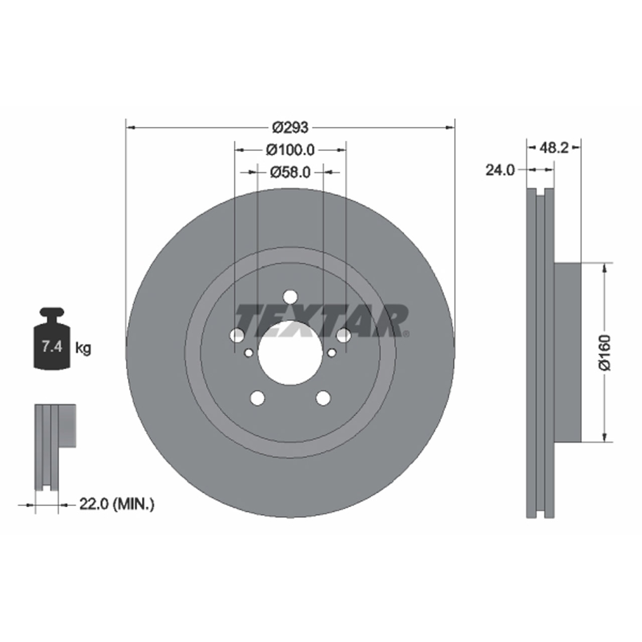 TEXTAR 92327603 Bremsscheiben Satz SUBARU XV (GT) 1.6/2.0i /i e-BOXER AWD vorne