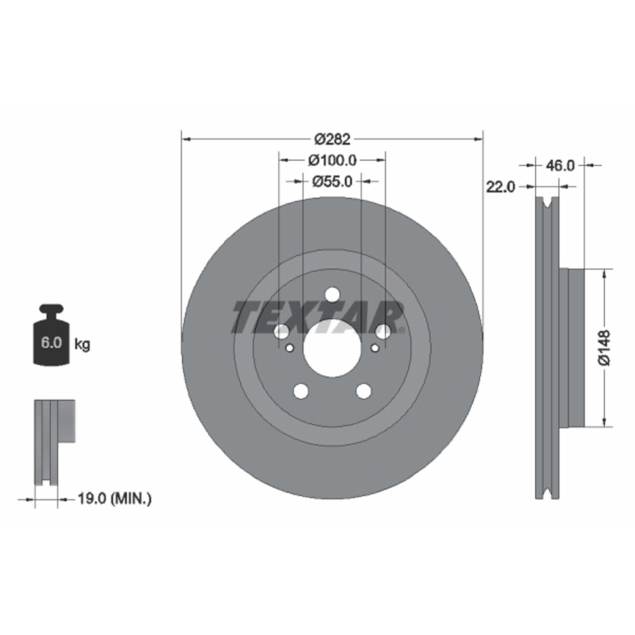 TEXTAR 92333503 Bremsscheiben Satz MAZDA 2 (KB) TOYOTA Yaris (P21) 1.5 Hybrid vorne