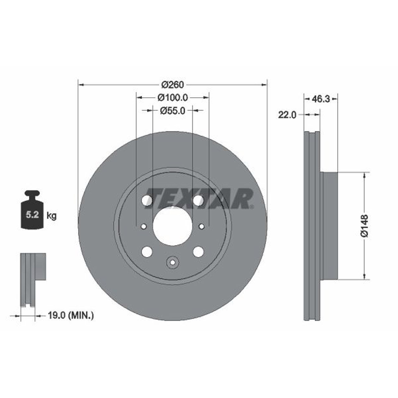 TEXTAR 92346103 Bremsscheiben Satz TOYOTA Aygo X (_B7_) 1.0 VVT-i vorne 435120H030