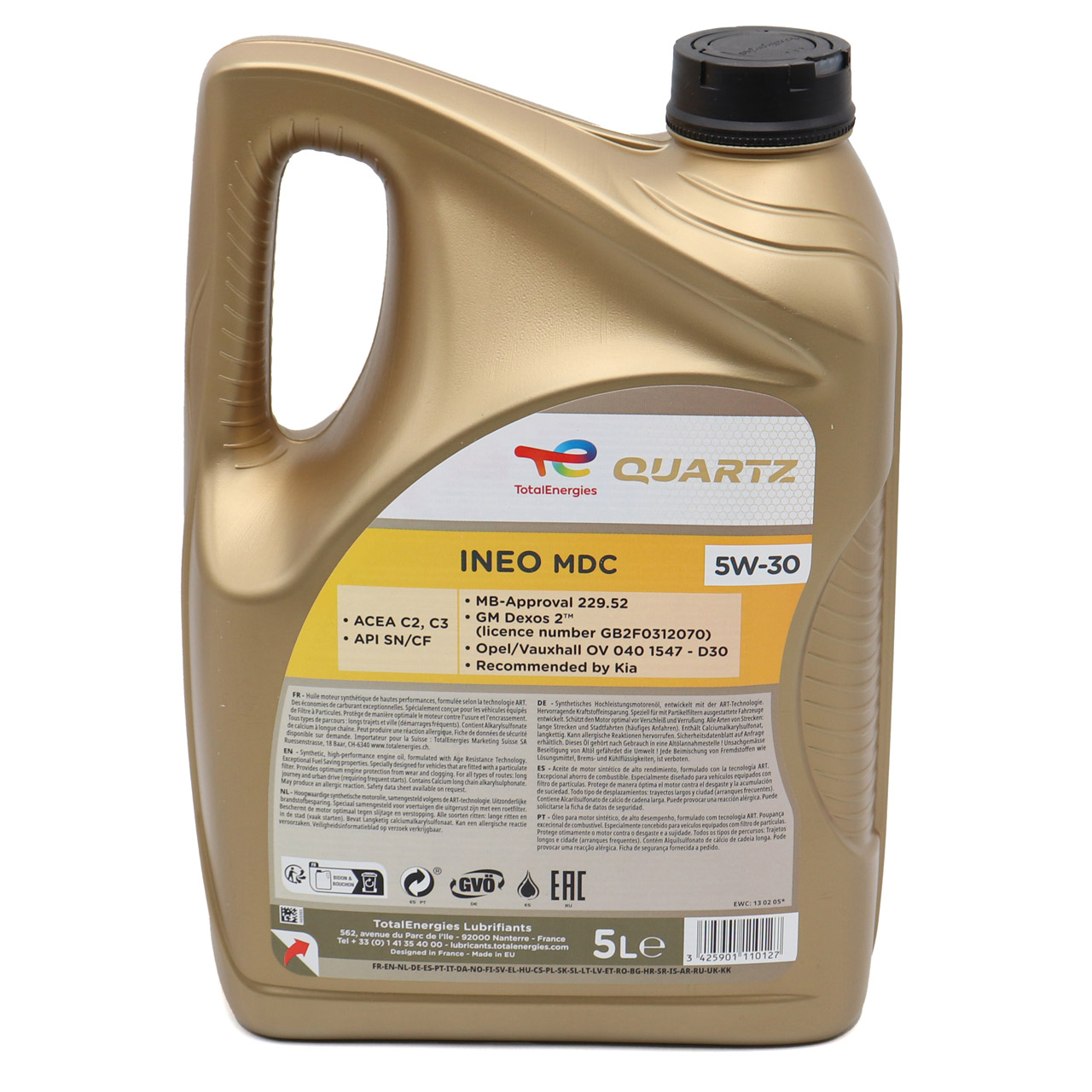 5L 5 Liter TOTAL QUARTZ INEO MDC 5W-30 Motoröl Öl MB 229.52 Dexos2 Opel OV0401547D30