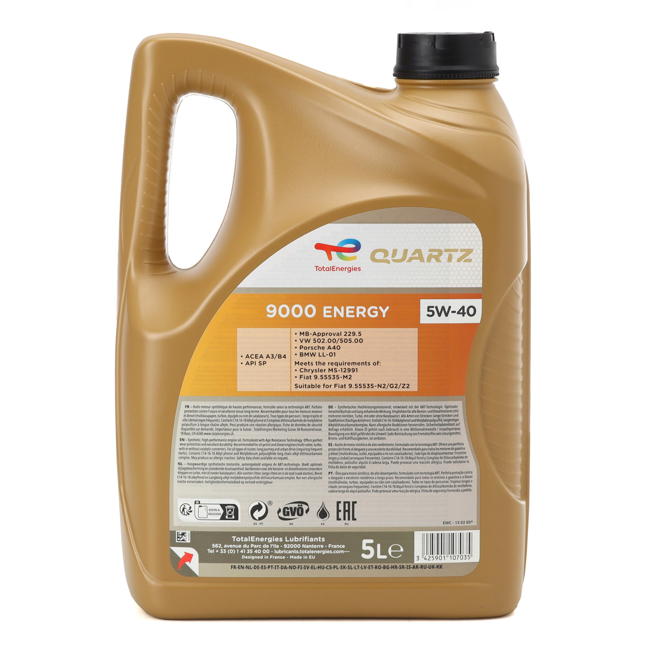 10L 10 Liter TOTAL QUARTZ 9000 ENERGY 5W-40 Motoröl Öl MB 229.5 VW 502/505.00