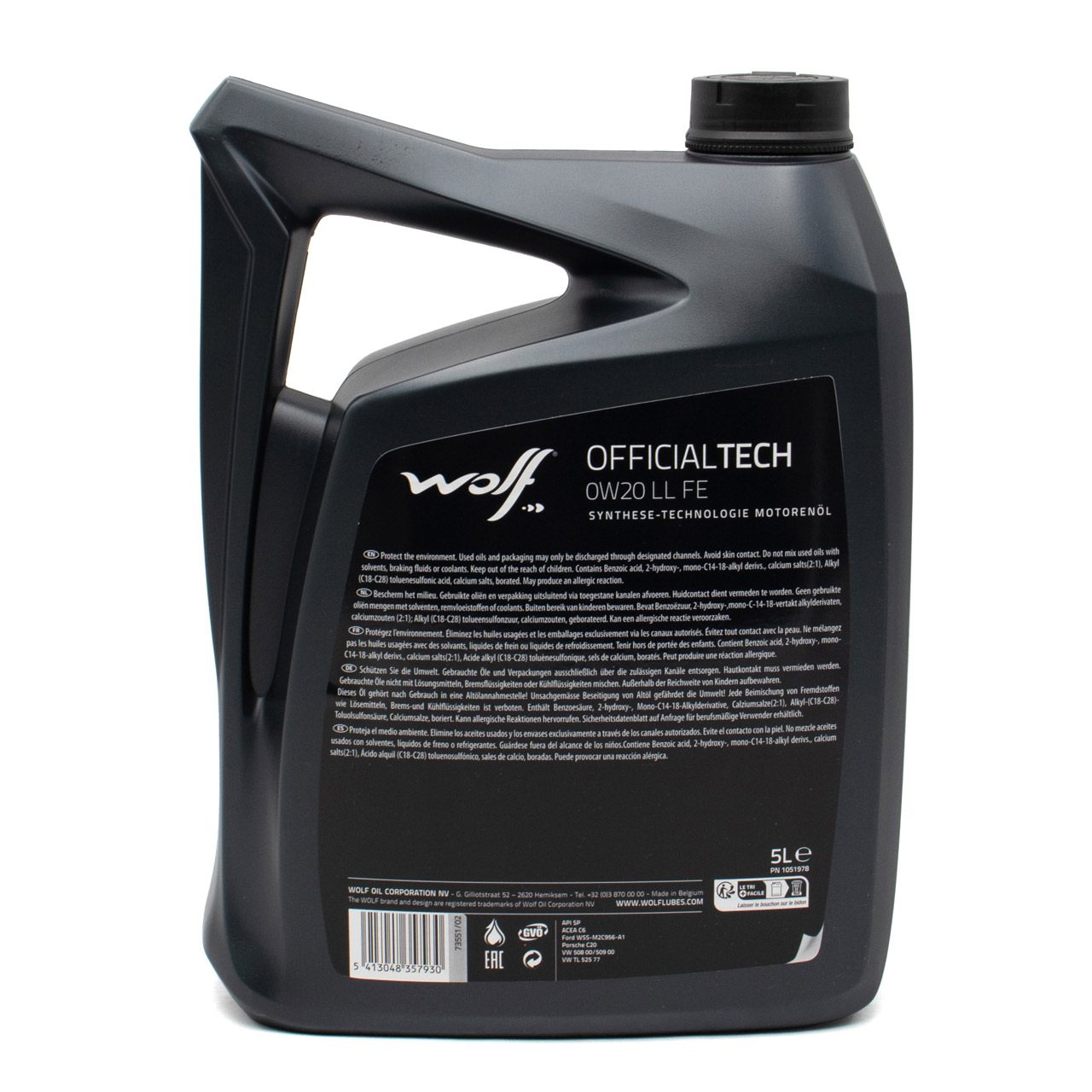 5L 5 Liter WOLF OFFICIALTECH 0W20 LL FE Motoröl Öl VW 508/509.00 FORD WSS-M2C956-A1