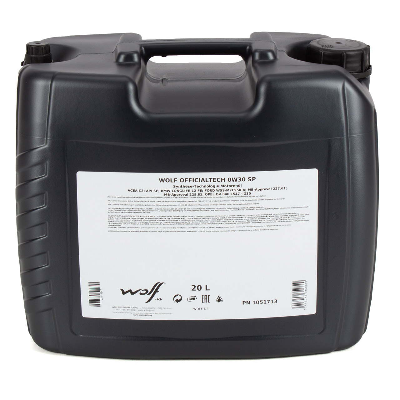 20L 20 Liter WOLF OFFICIALTECH 0W30 SP Motoröl Öl BMW Longlife-12FE, MB 227.61 229.61