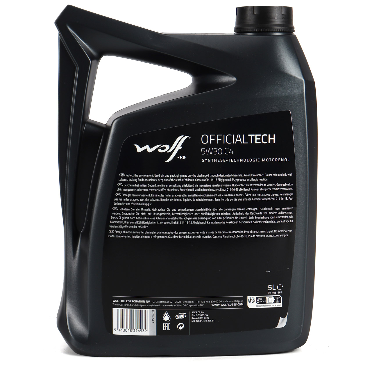 10L 10 Liter WOLF OFFICIALTECH 5W30 C4 Motoöl Öl MB 229.51 RENAULT RN0720 FIAT 9.55535-S4