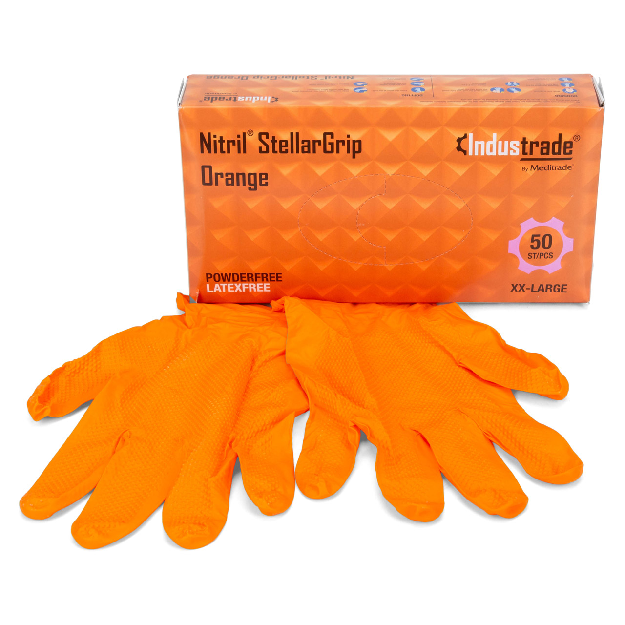 50x Nitril Stellar Grip Schutzhandschuhe Einweghandschuhe Latexfree Größe XXL ORANGE