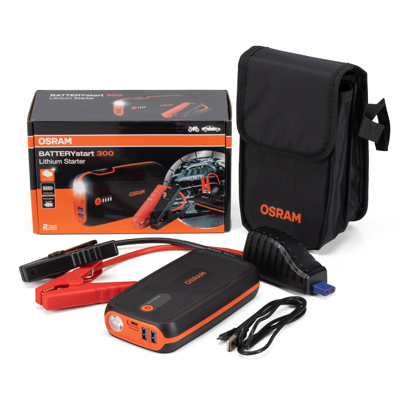 OSRAM OBSL300 BATTERYstart 300 mobile Starthilfe Powerbank 12V 13000mAh LED Licht