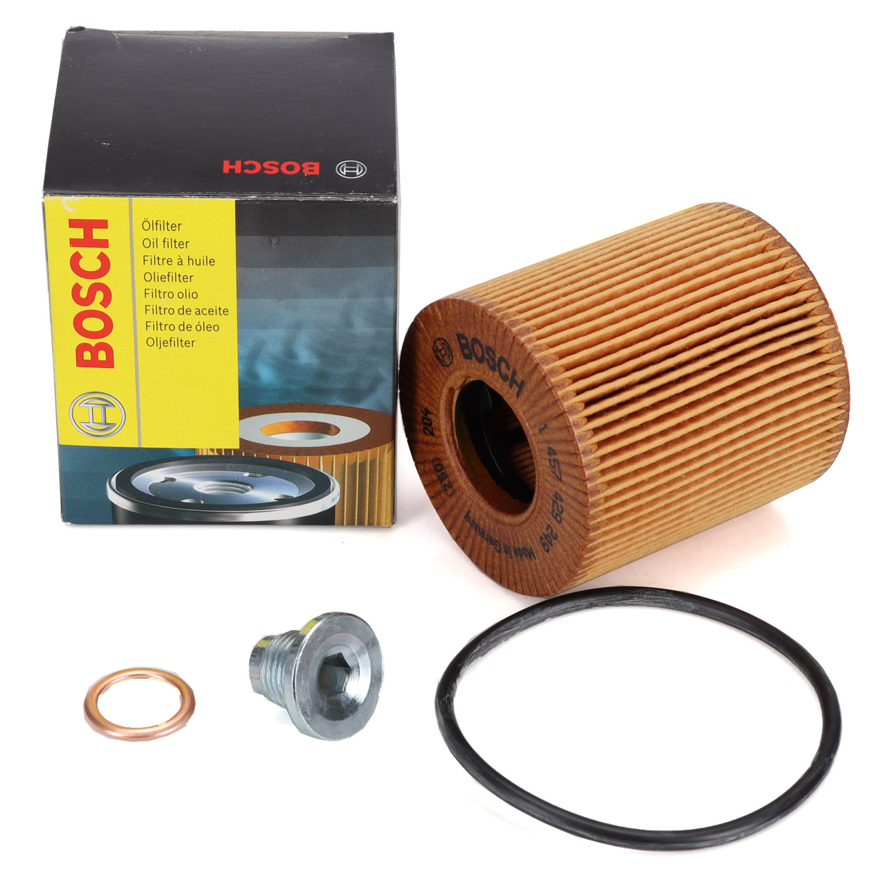 BOSCH 1457429249 Ölfilter + Schraube PEUGEOT 3008 Hybrid 224/299 PS ab 10.2019