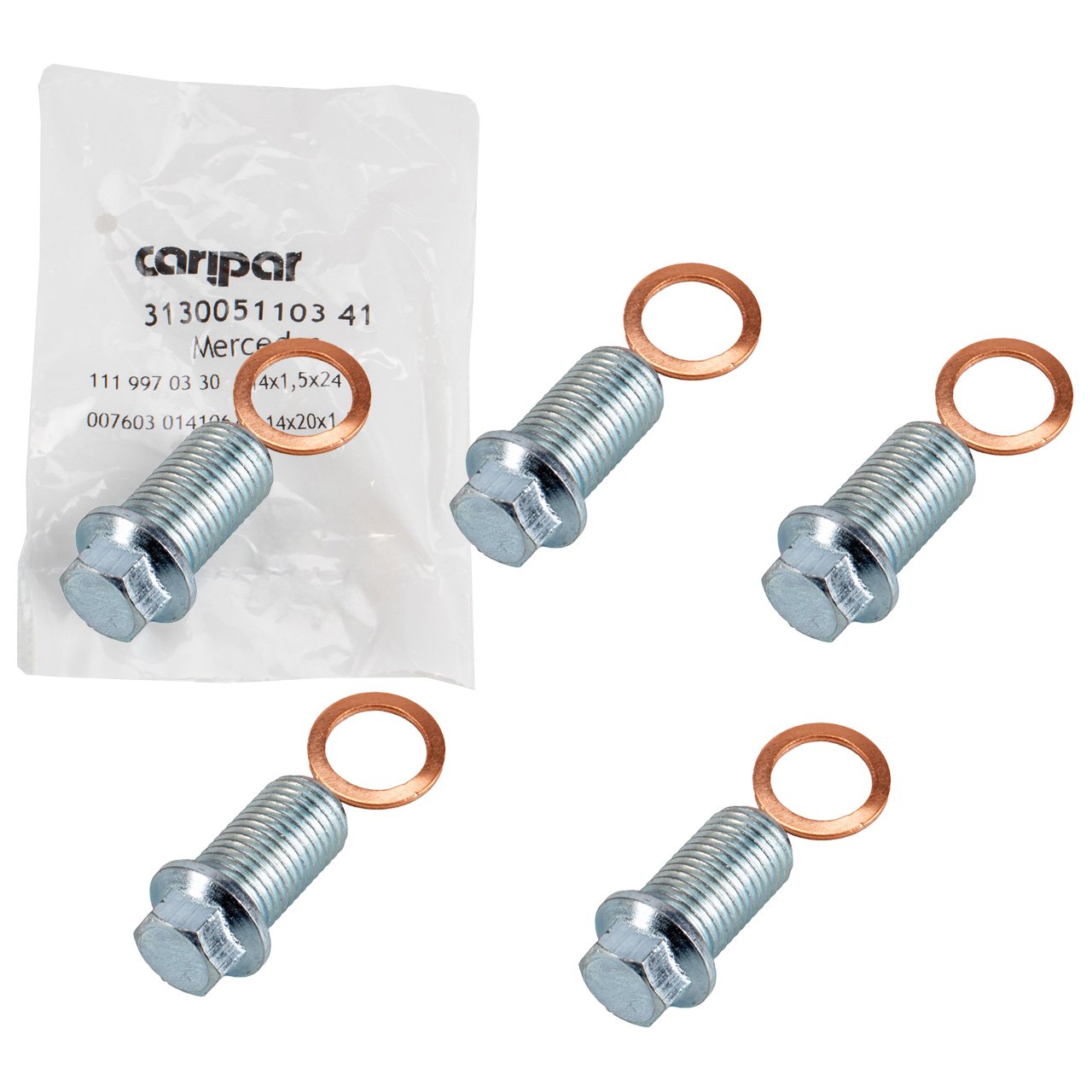 5x CARIPAR Ölablassschraube M14x1,5x33mm + Dichtring MERCEDES SMART JEEP MITSUBISHI