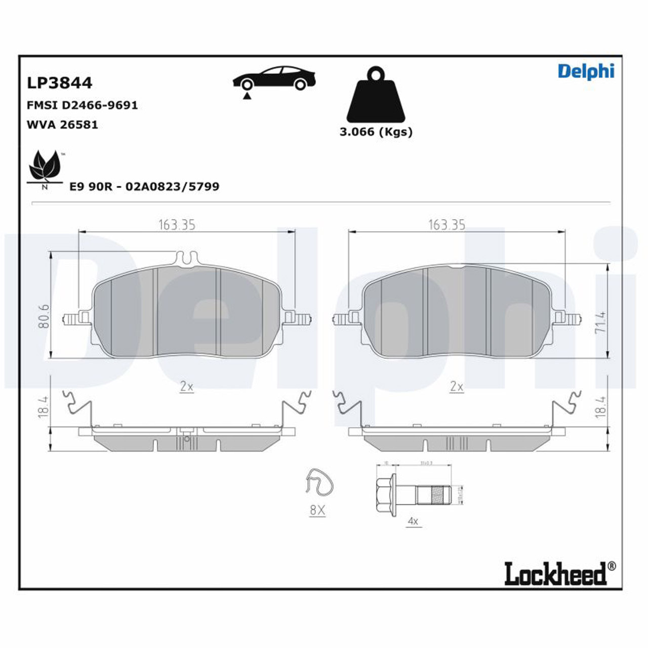 DELPHI LP3844 Bremsbeläge MERCEDES-BENZ C-Klasse W206 S206 GLC X254 vorne 0004200204