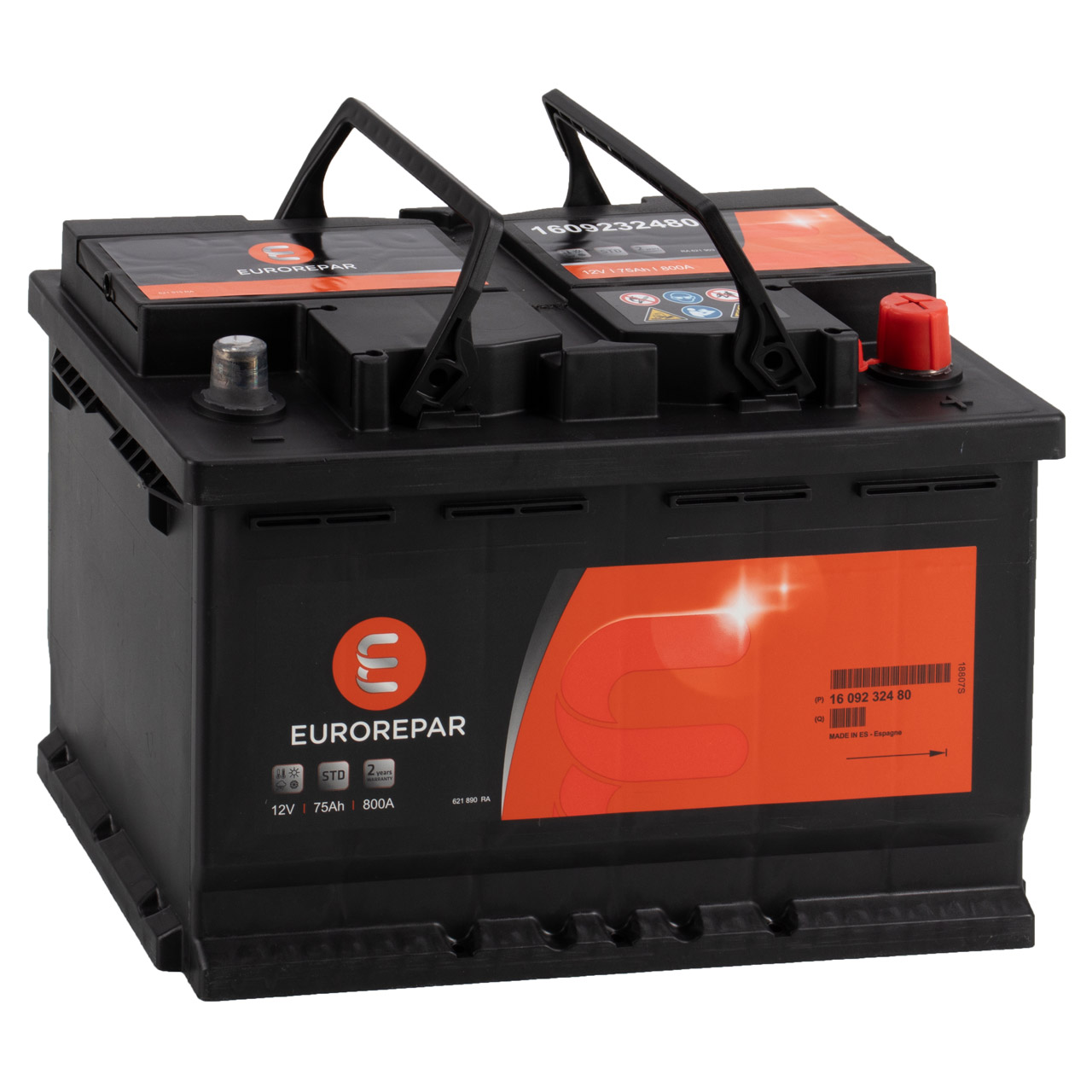 EUROREPAR Batterie Autobatterie Starterbatterie 12V 75Ah 800A/EN 1609232480