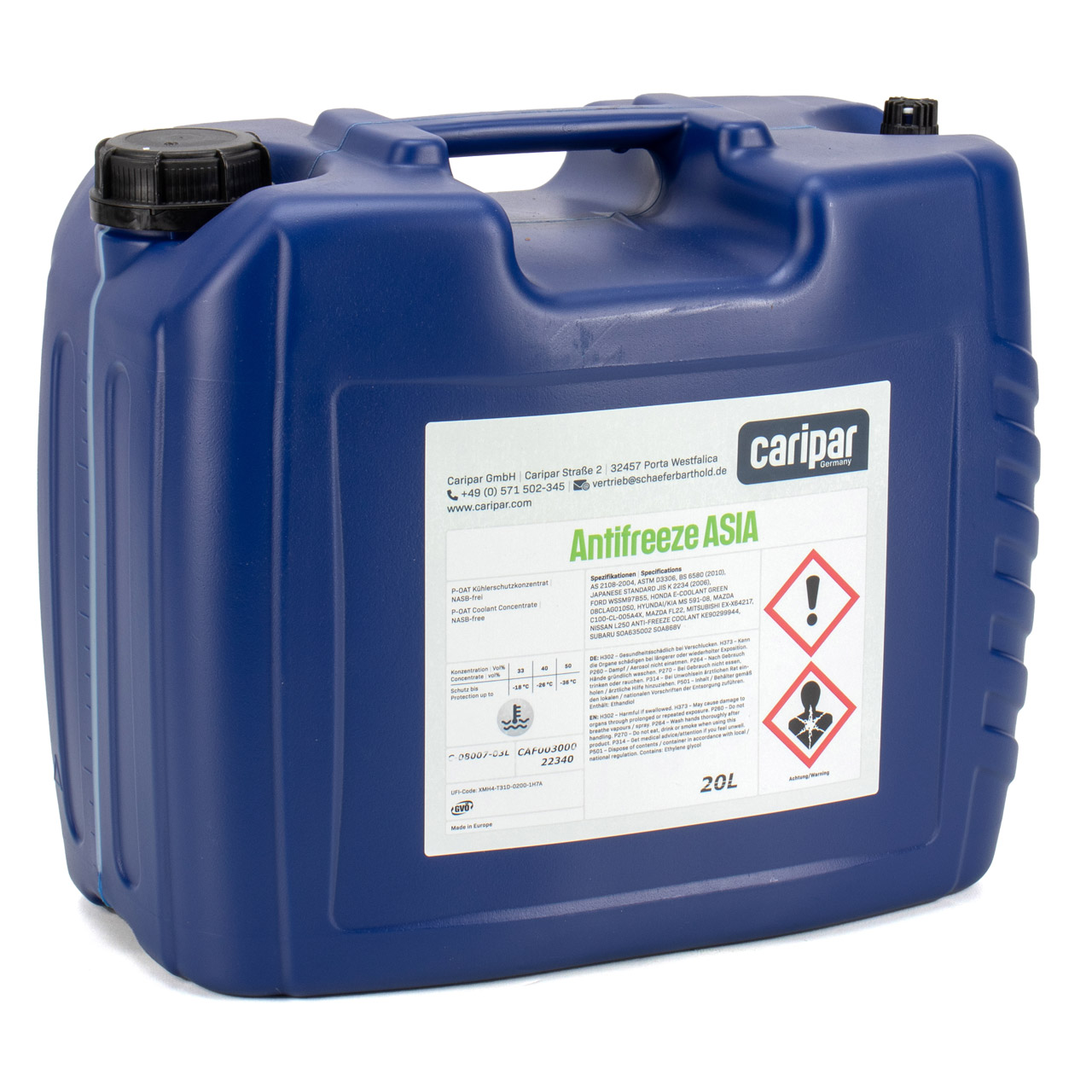 20L 20 Liter CARIPAR ANTIFREEZE ASIA Frostschutz Kühlerfrostschutz Konzentrat