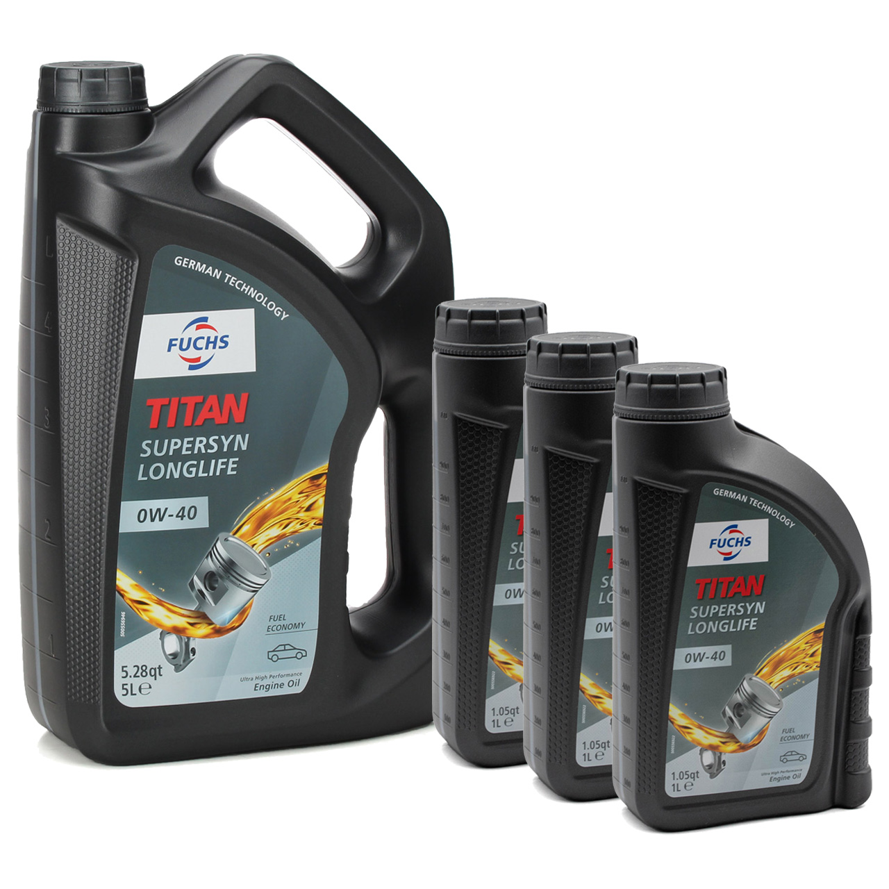 8L 8 Liter FUCHS MOTORÖL TITAN SuperSyn Longlife 0W-40 ACEA A3/B4 FORD M2C937-A