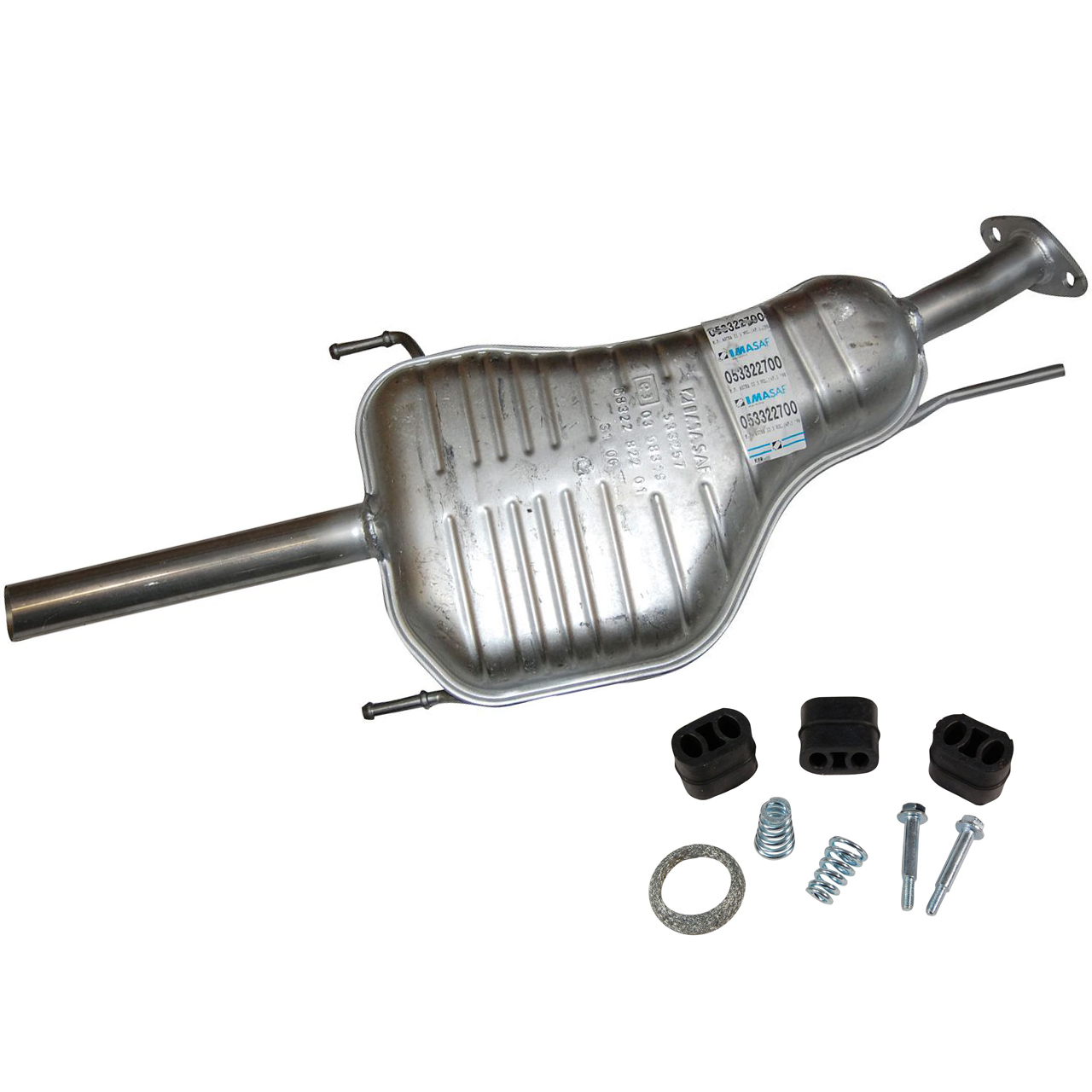 IMASAF Endschalldämpfer + Anbausatz für OPEL ASTRA G STUFENHECK 1.4-2.2 16V