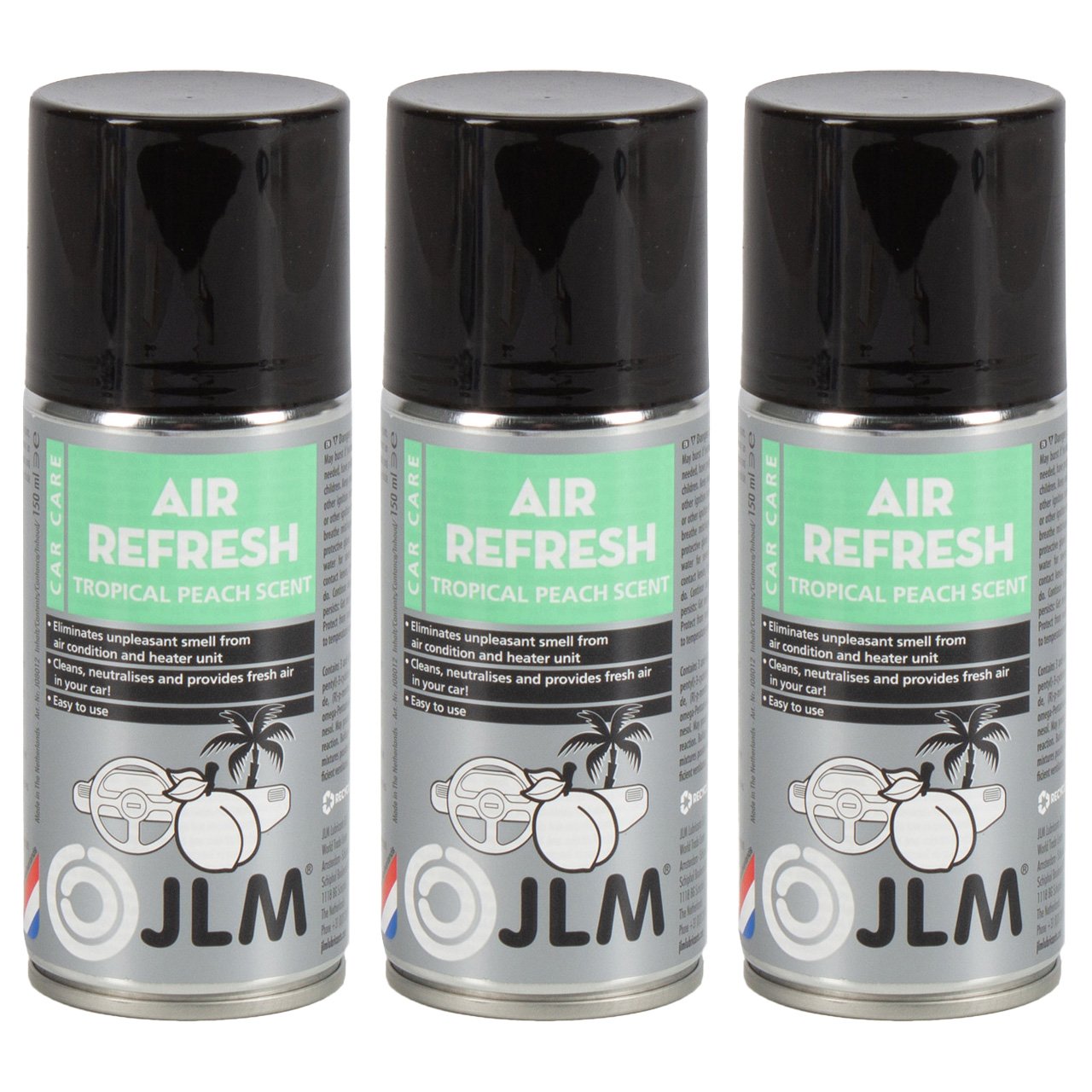 3x 150ml JLM J08012 Air Refresh Tropical Peach Klimareiniger Klimaanlagenreiniger Reinger