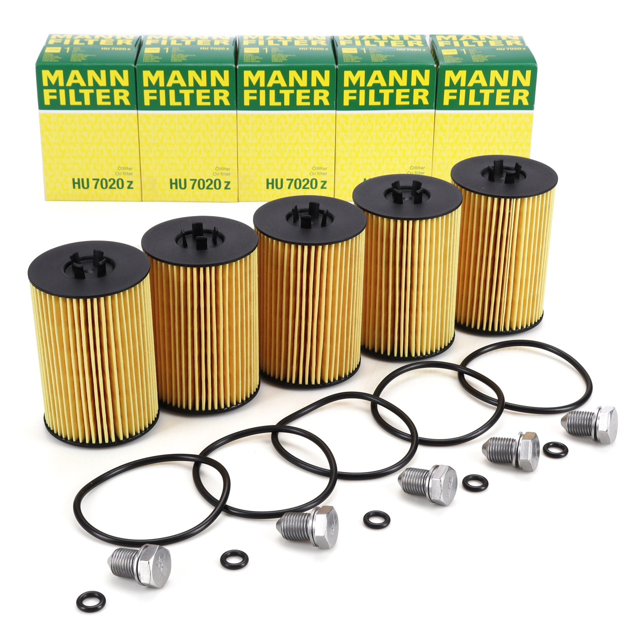 5x MANN HU7020z Ölfilter + Schraube VW Golf 6 7 Passat B8 T6 A3 A4 A5 A6 Q3 Q5 1.6/2.0 TDI