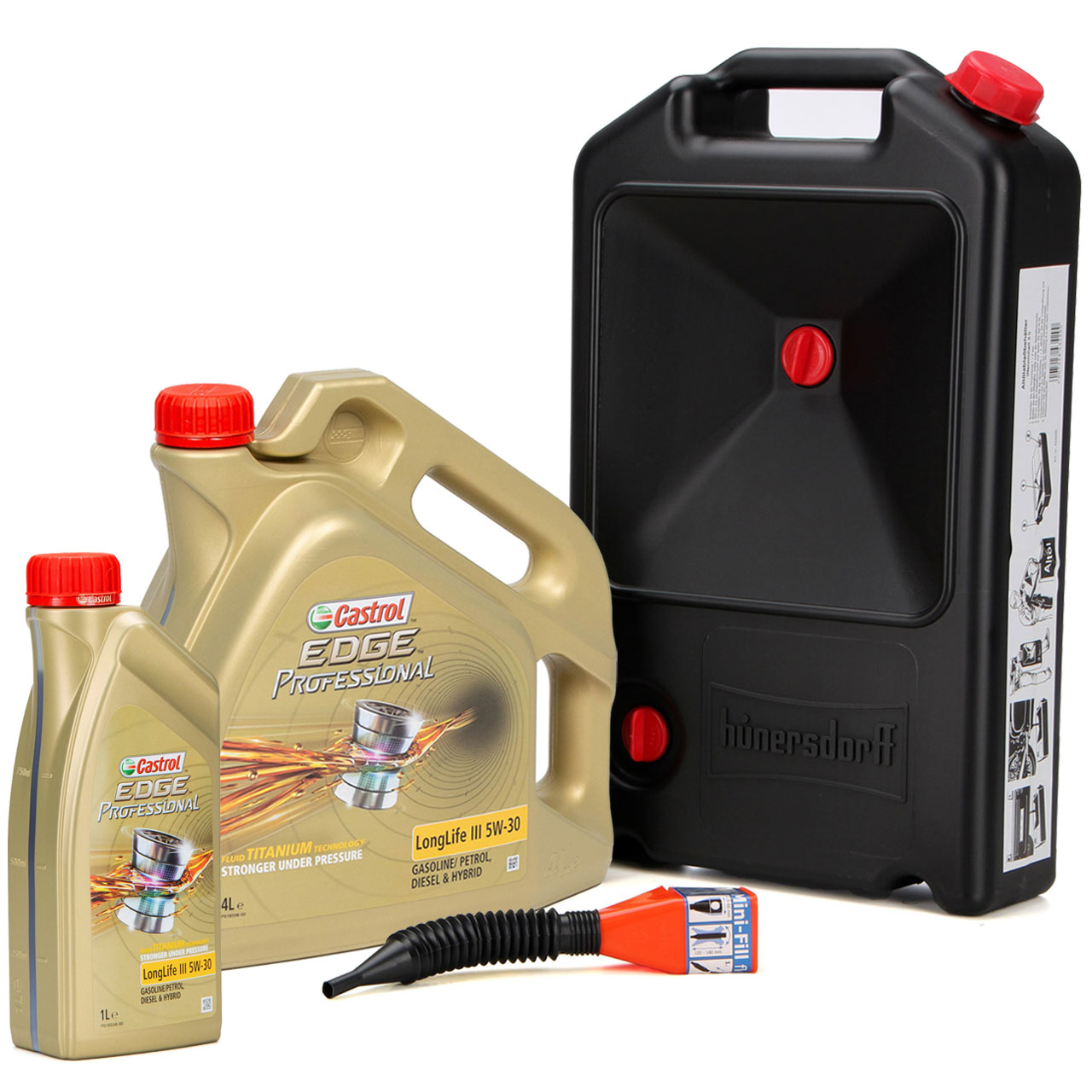 5L CASTROL EDGE Professional Motoröl LongLife III 5W30 + Trichter + Auffangwanne