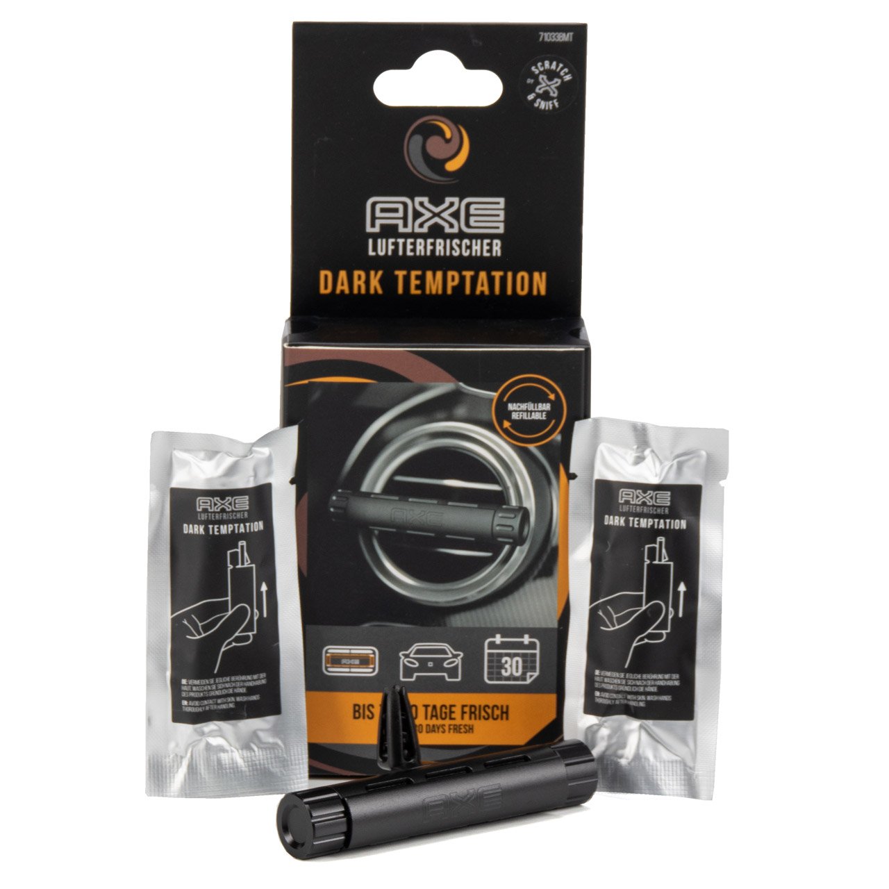 AXE Aluminium Refillable Vent Lufterfrischer Innenraumduft DARK TEMPTATION 44g nachfüllbar