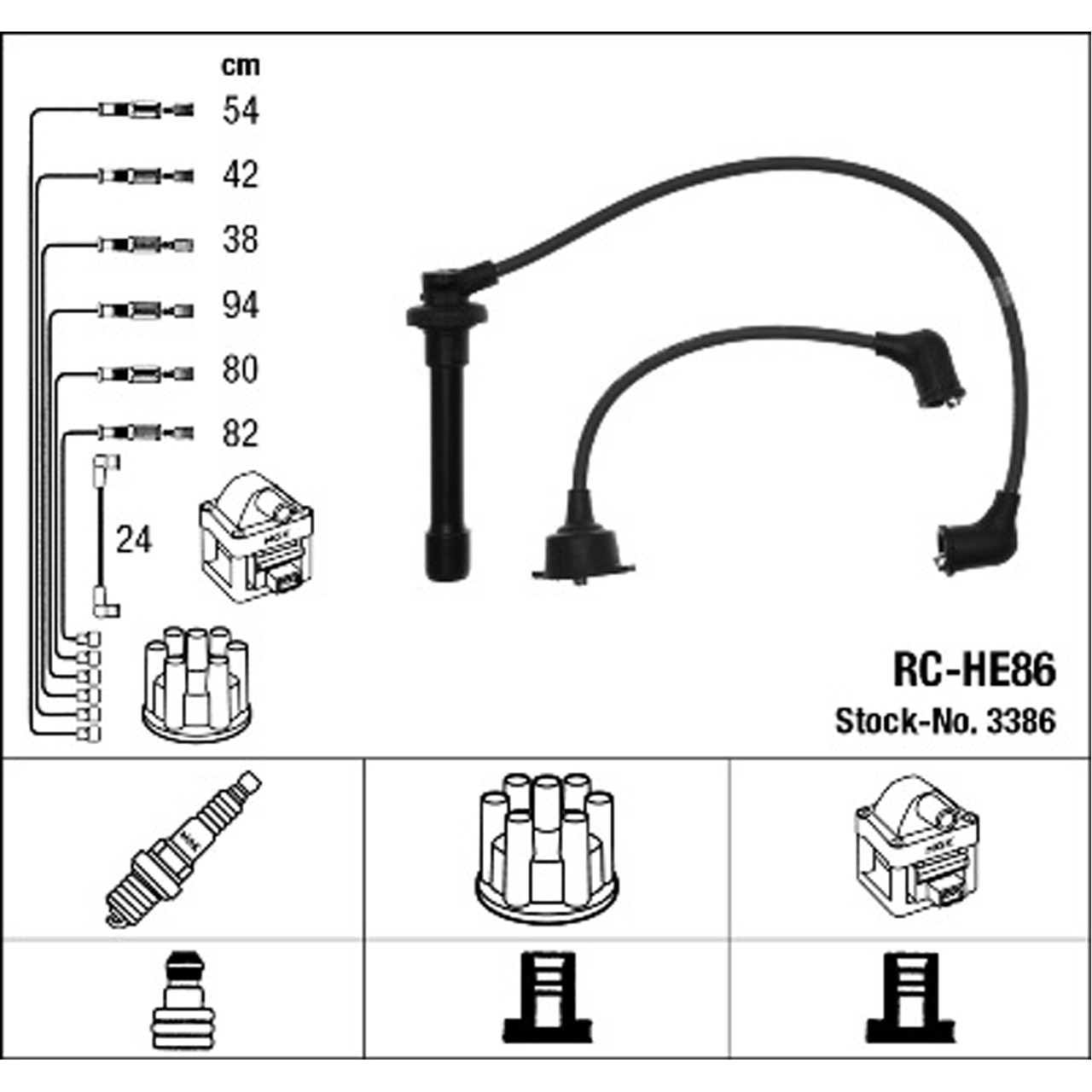 NGK 3386 RC-HE86 Zündkabelsatz HONDA Accord 6 Coupe (CG) 3.0 V6 24V 200 PS 02.1998-06.2003