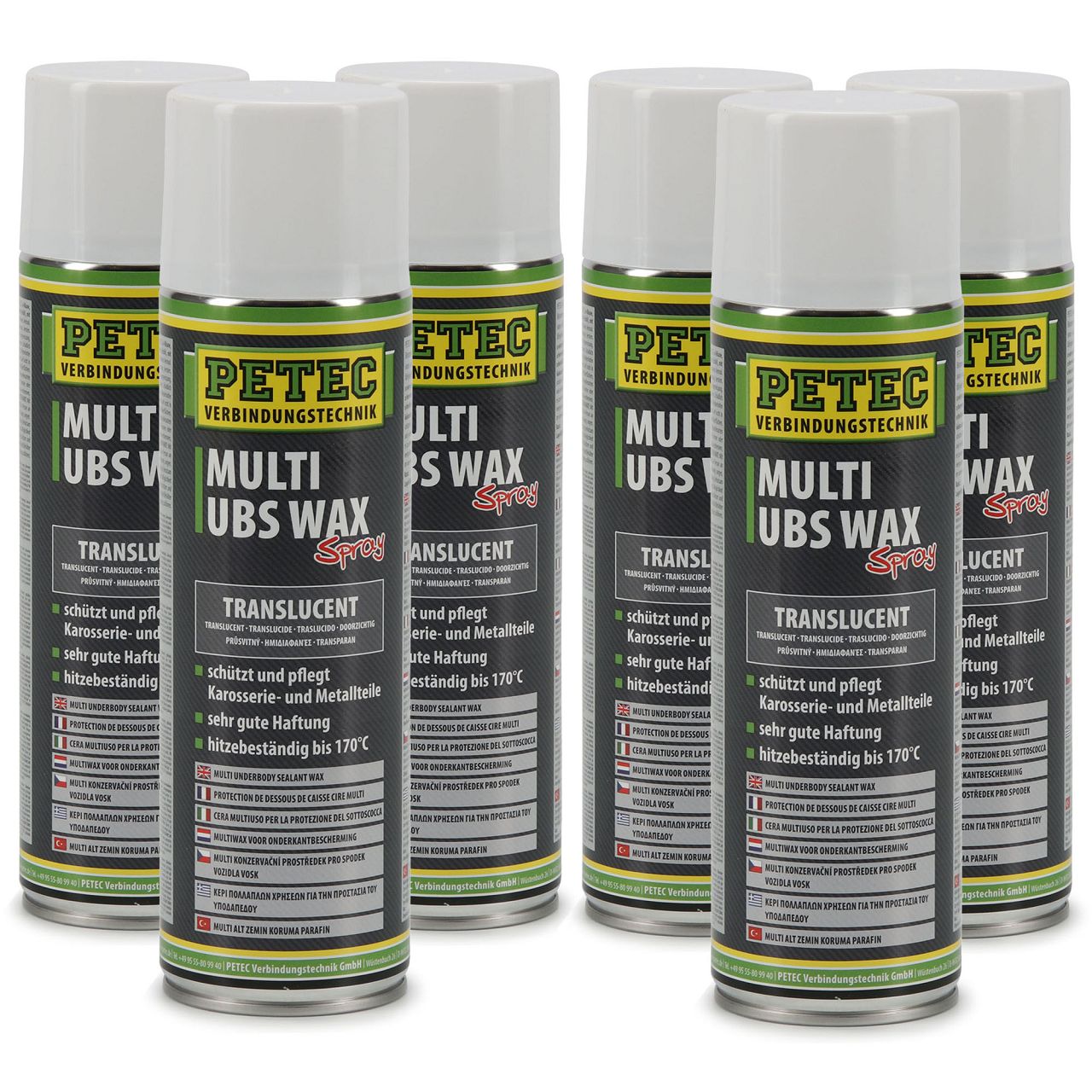 PETEC 73450 MULTI UBS WAX Spray Unterbodenschutz Korrosionsschutz 6x 500ml