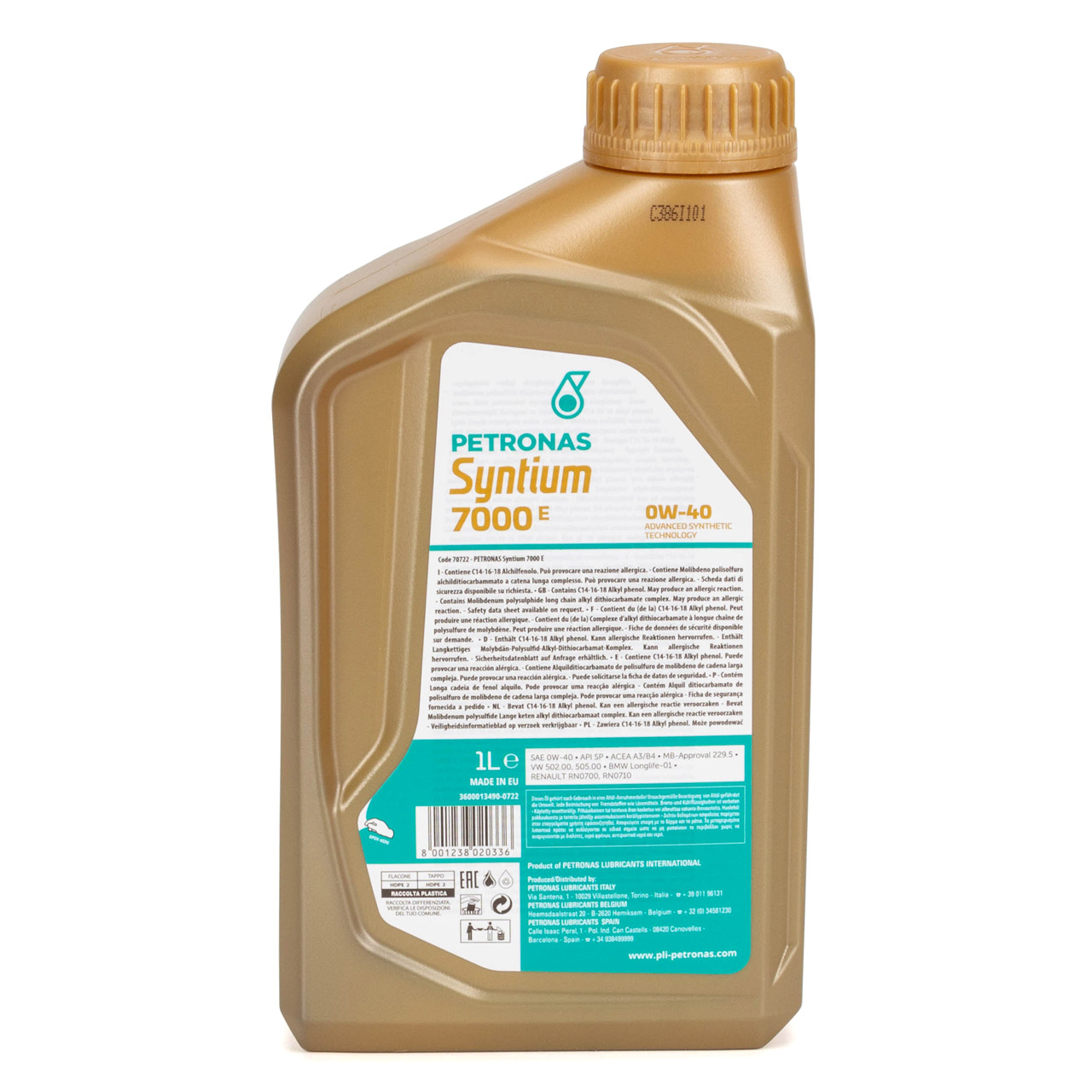 1L 1 Liter PETRONAS Syntium 7000 E 0W-40 Motoröl Öl BMW LL-01 MB 229.5 VW 502/505.00