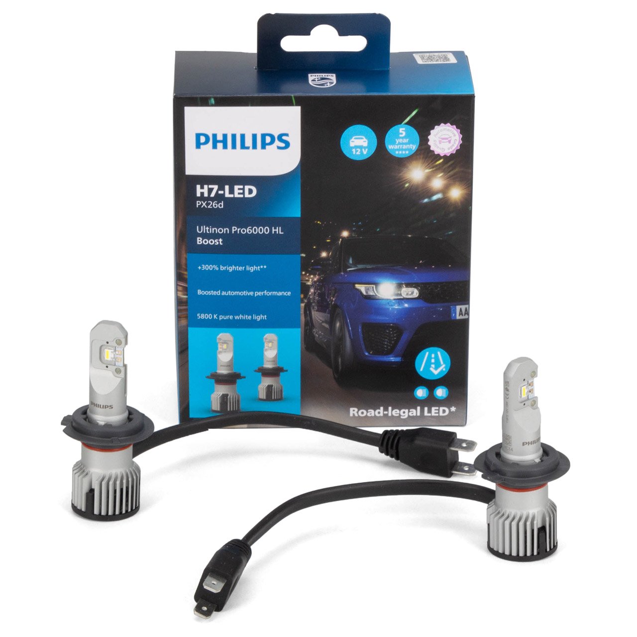 2x PHILIPS Ultinon Pro6000 HL Boost H7 LED mit Straßenzulassung 12V +300% 5.800K