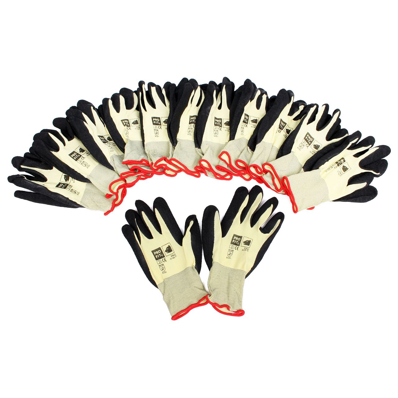 PRO-FIT 518LO Handschuhe Arbeitshandschuhe GELB SCHWARZ Größe 11 / XXL (12 Paar)