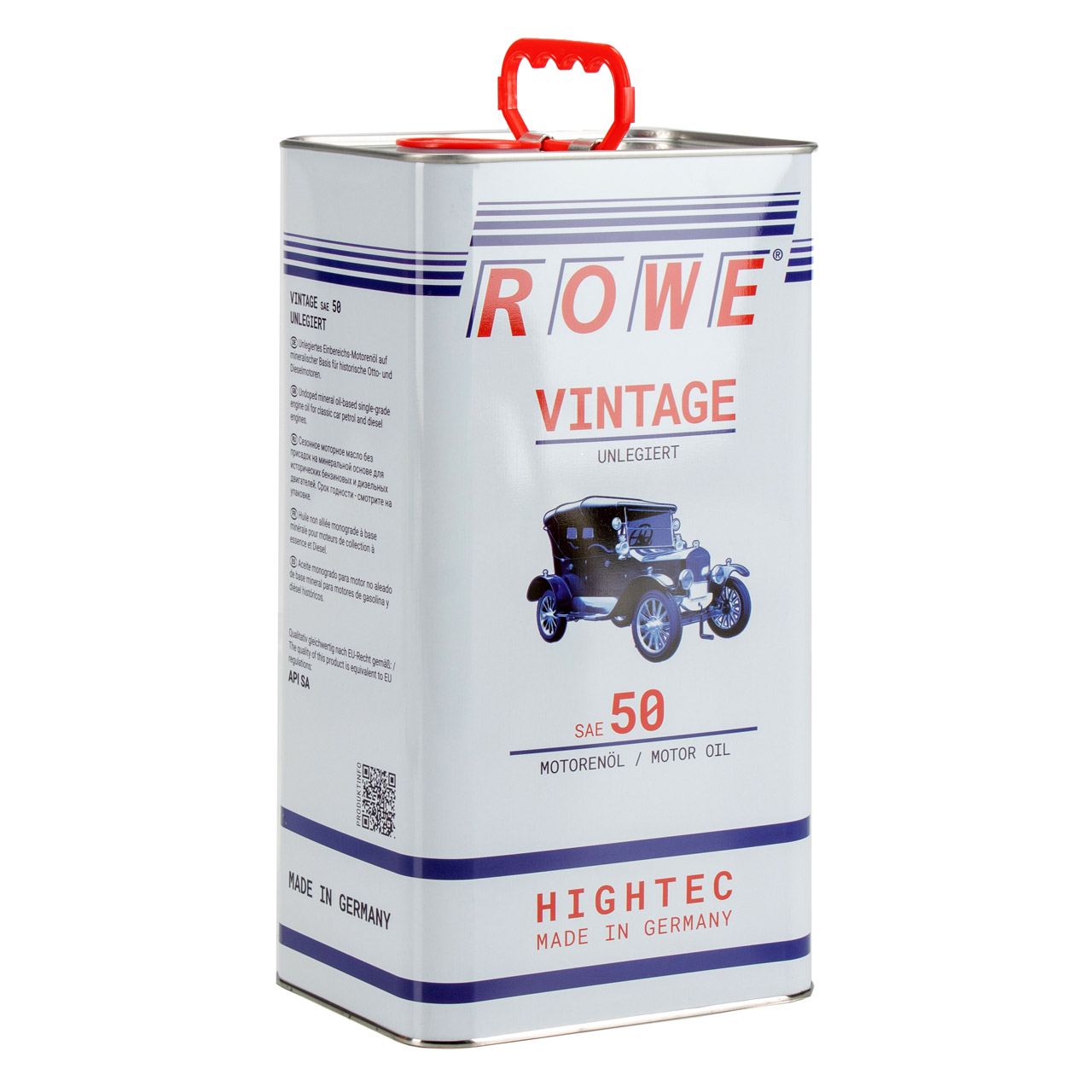 5L 5 Liter ROWE Motoröl Öl VINTAGE Unlegiert SAE 50 Oldtimer Einbereichs-Öl