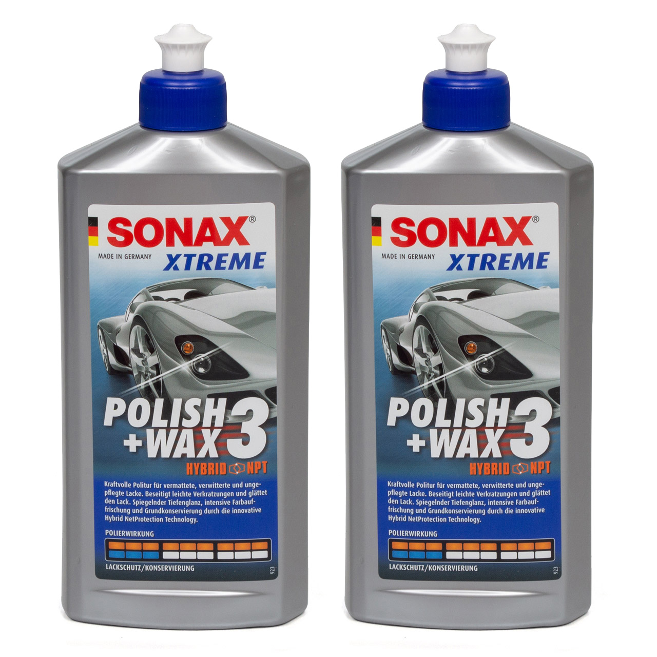 2x 500ml SONAX Autopolitur Lackpolitur XTREME POLISH & WAX 3 HYBRID NPT