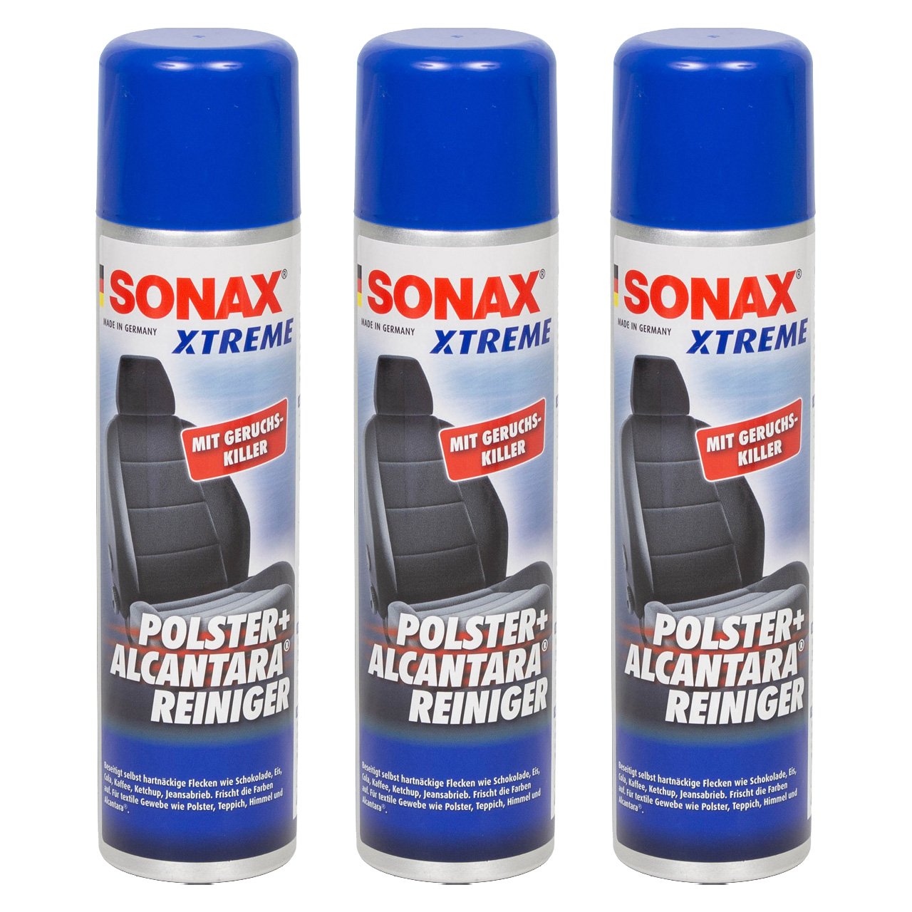 3x 400ml SONAX Xtreme Polster- & AlcantaraReiniger Geruchskiller Reiniger 206300
