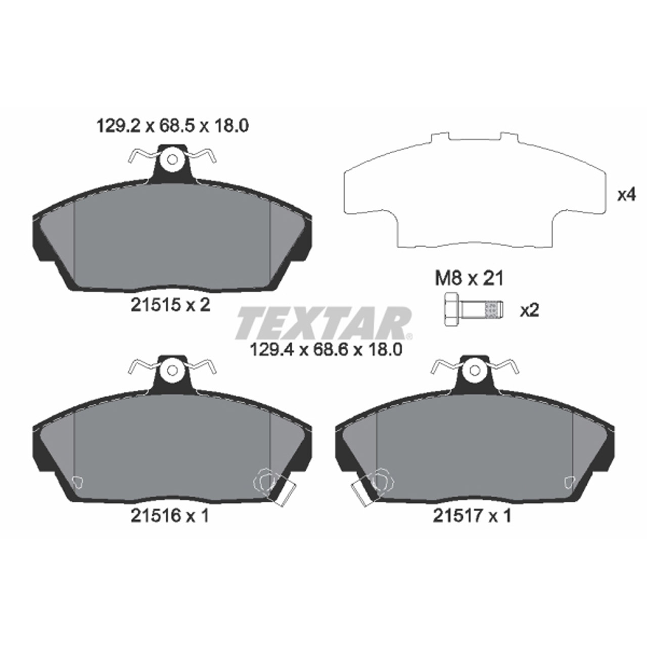 TEXTAR 2151503 Bremsbeläge Bremsklötze HONDA Civic 6 7 Concerto (HW, MA) vorne