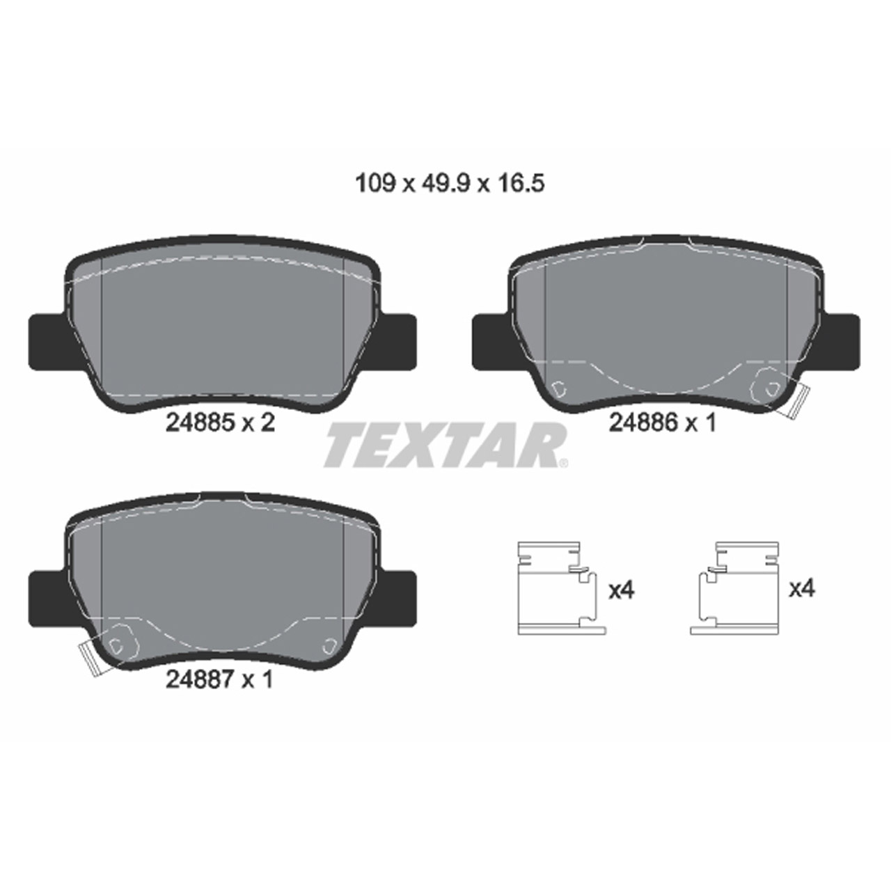 TEXTAR 2488501 Bremsbeläge Bremsklötze Bremsbelagsatz TOYOTA Avensis (_T27_) hinten