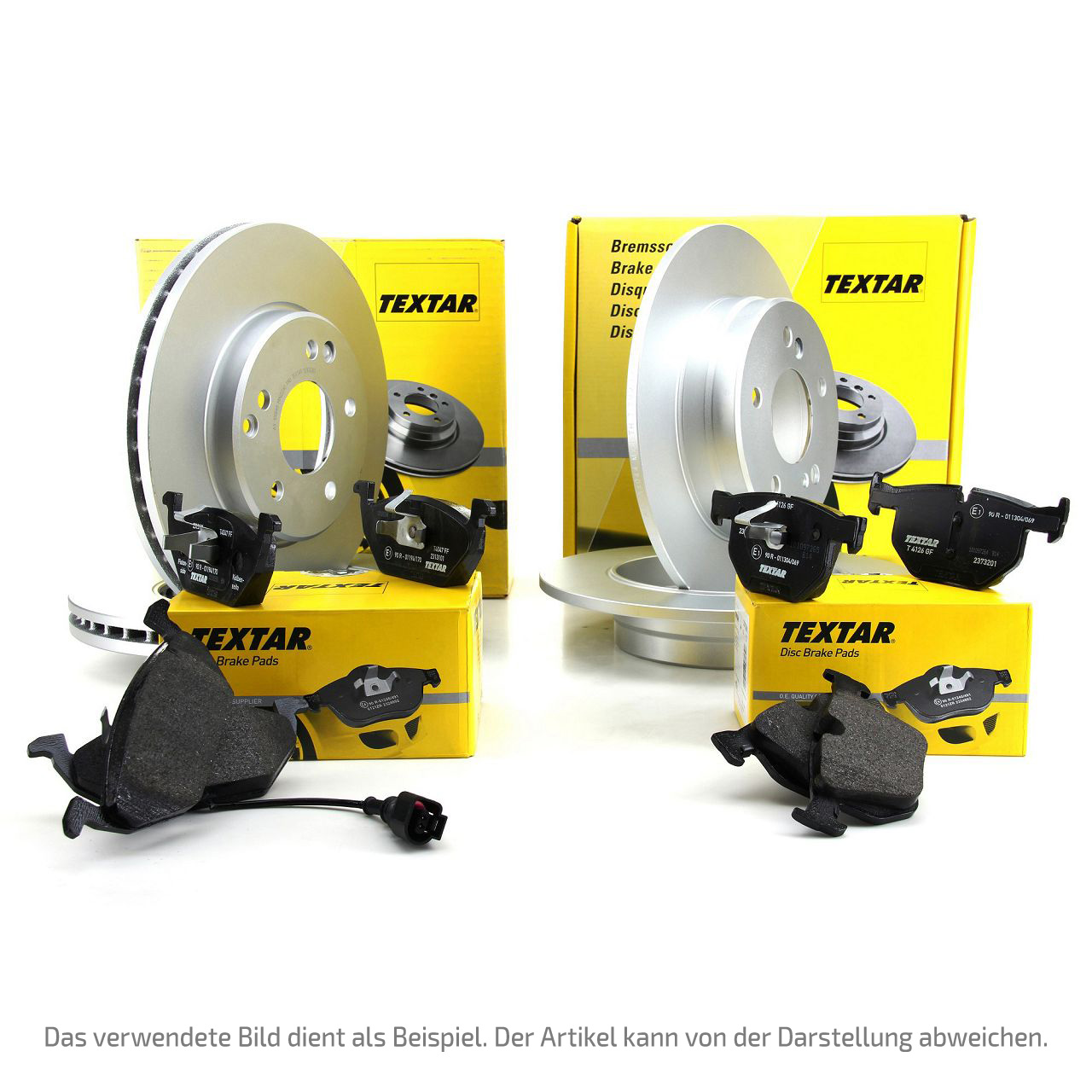 TEXTAR Bremsscheiben + Bremsbeläge + Sensor VW T-Roc AUDI Q2 SEAT Ateca vorne + hinten