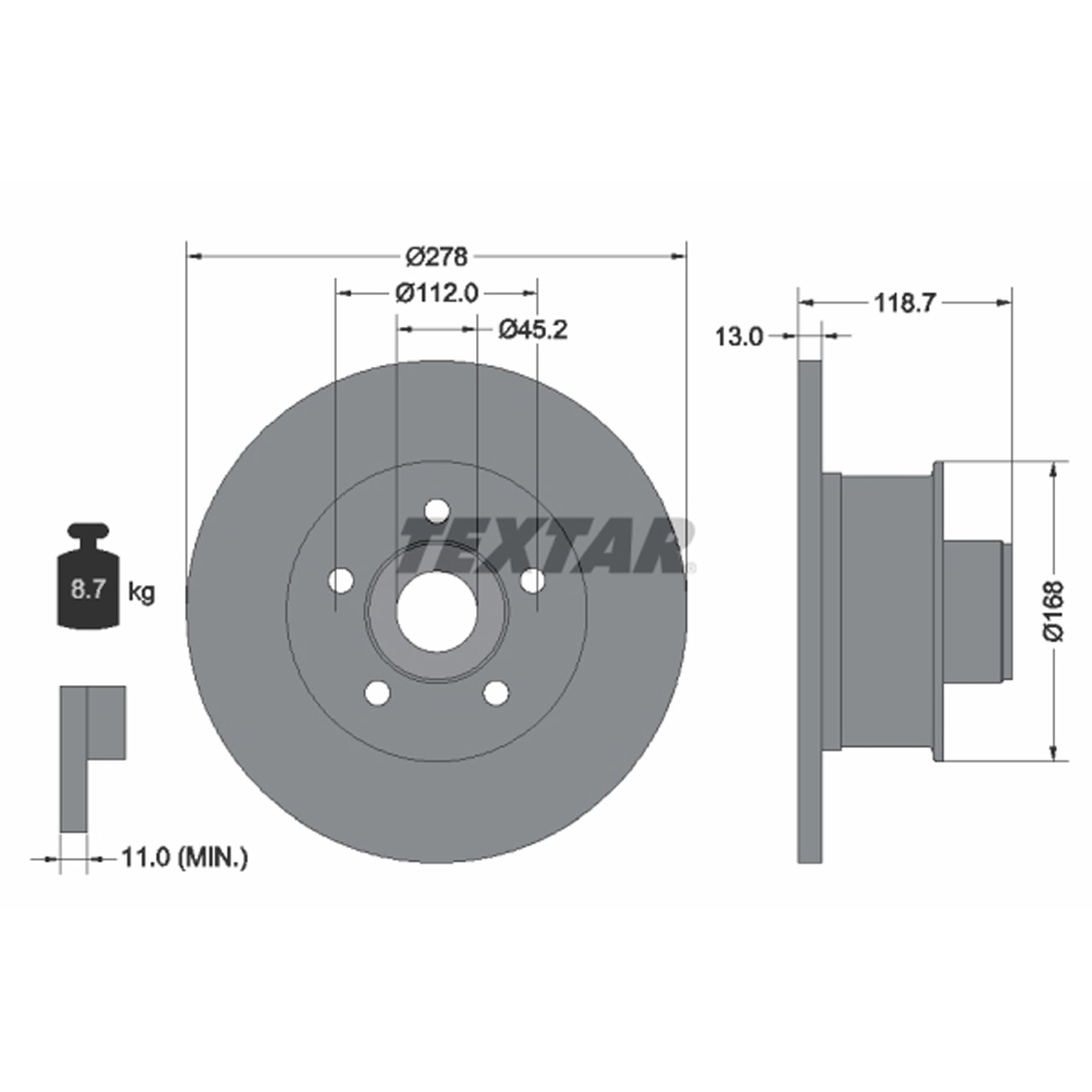 TEXTAR 92022000 Bremsscheiben Satz VW Transporter Bulli T3 bis 06.1986 vorne