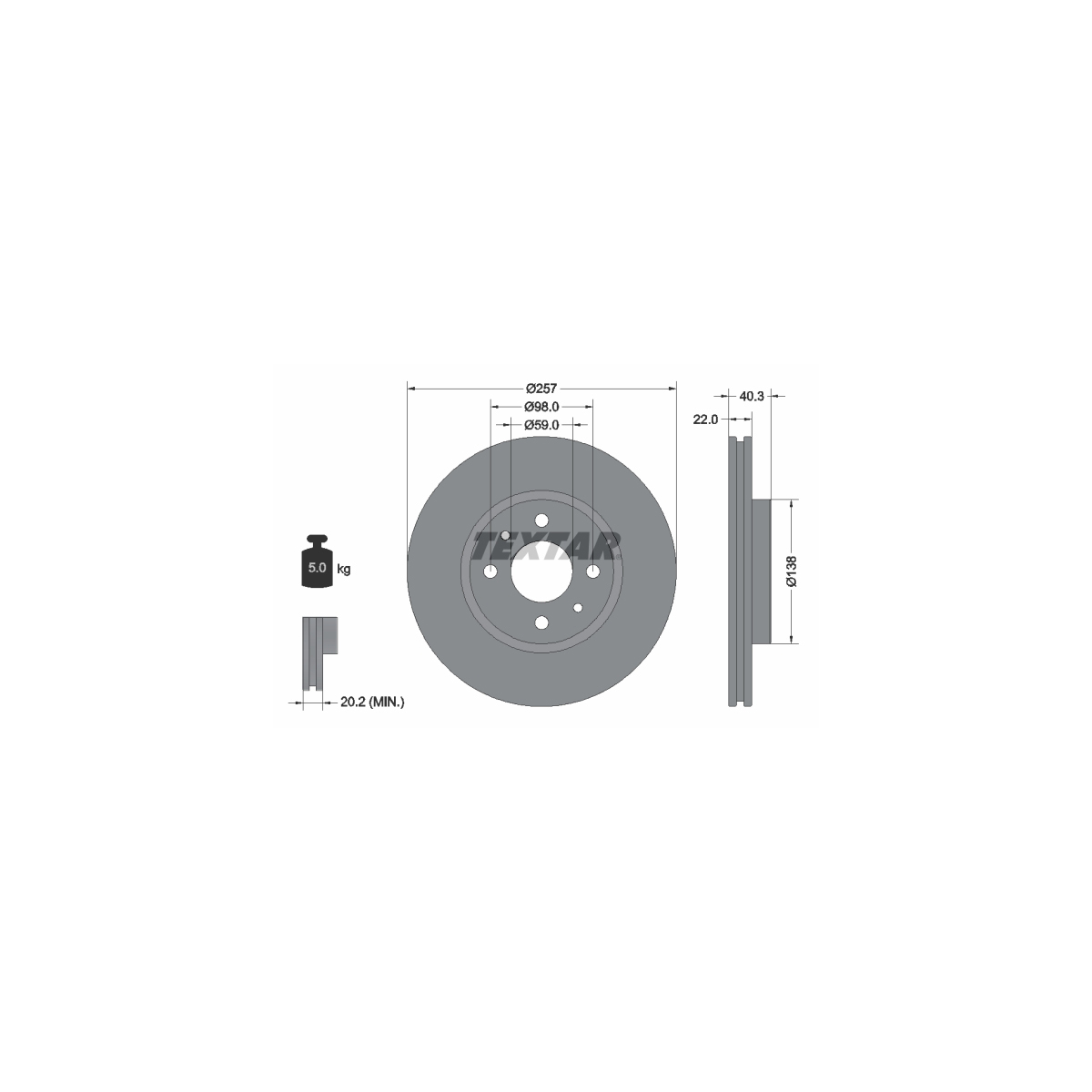 TEXTAR Bremsscheiben + Beläge FIAT 500 (312_) Idea (350_) Panda (169_) vorne