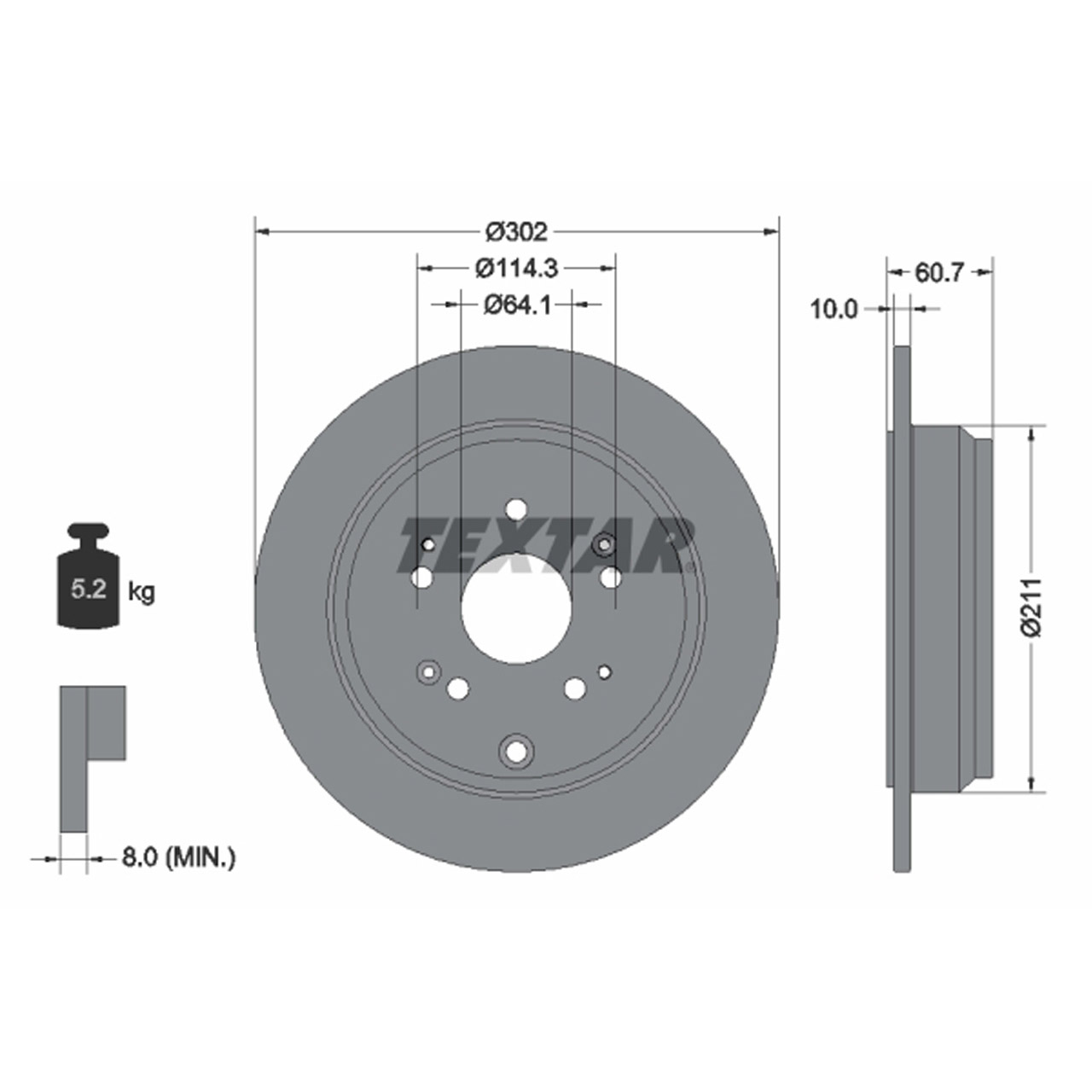 TEXTAR 92227203 Bremsscheiben Satz HONDA CR-V 3 (RE_) 4 (RM_) hinten