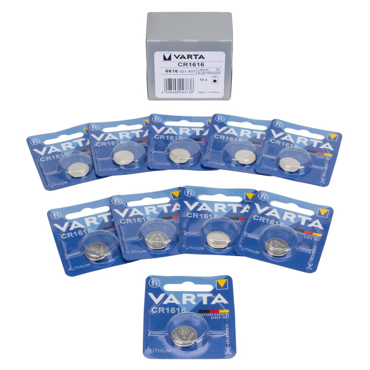 10x VARTA Lithium 3V CR1616 Knopfzelle Knopfbatterie Batterie (MHD 08.2032)