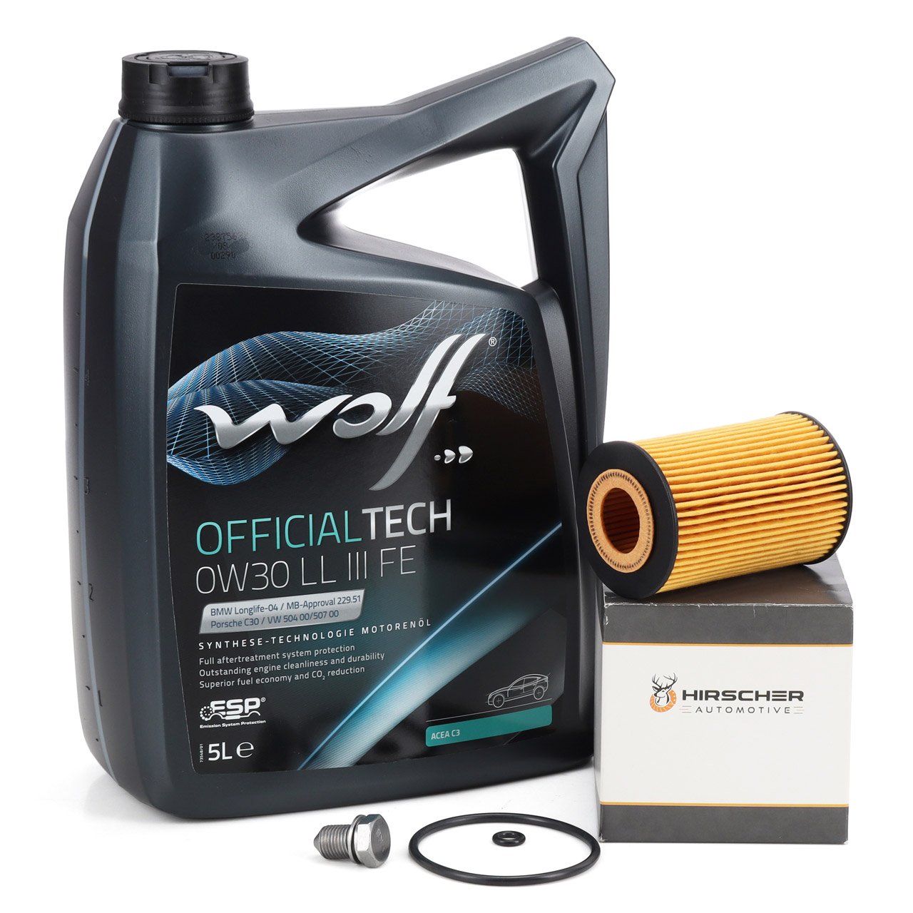 5L WOLF 0W30 LL III FE Motoröl + HIRSCHER Ölfilter VW Golf 7 Passat B8 T6 1.6/2.0 TDI