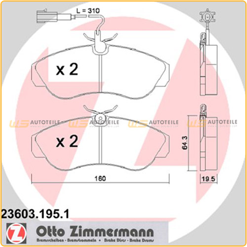 ZIMMERMANN Bremsbeläge Bremsklötze + Wako CITROEN Jumper FIAT Ducato PEUGEOT Boxer vorne