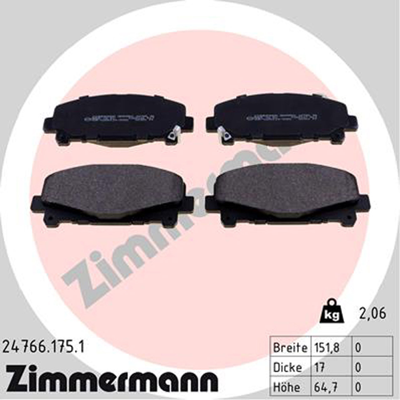 ZIMMERMANN Bremsbeläge HONDA Accord 8 (CU) + Accord 8 Tourer (CW) vorne