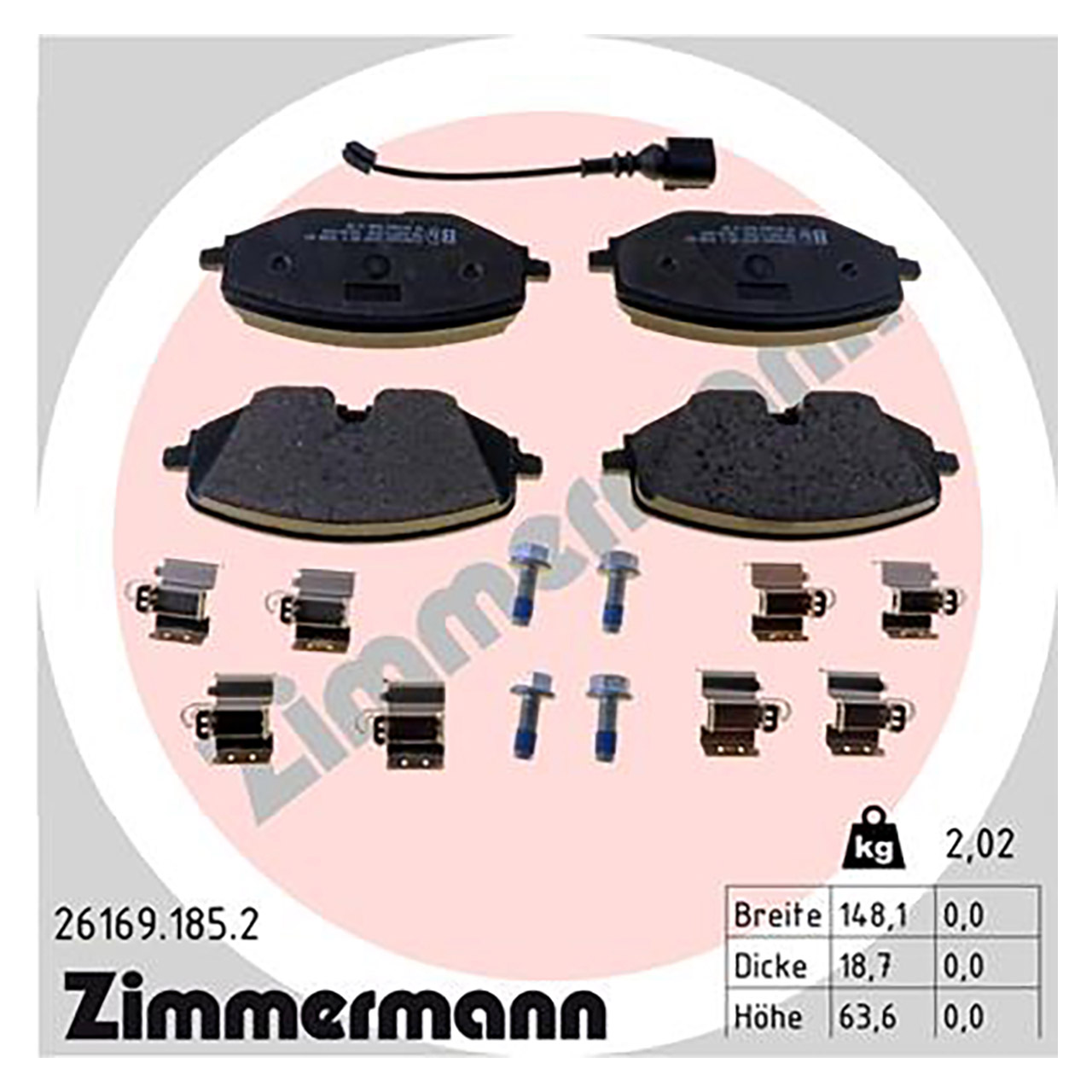 ZIMMERMANN Bremsbeläge + Sensor VW Golf 8 SEAT Leon (KL) SKODA Octavia 4 (NX) PR-1ZE vorne