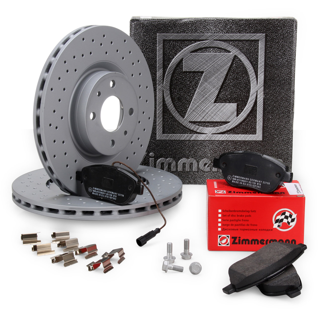 ZIMMERMANN Bremsscheiben + Bremsbeläge + Wako ABARTH 500 / C (595/695) vorne