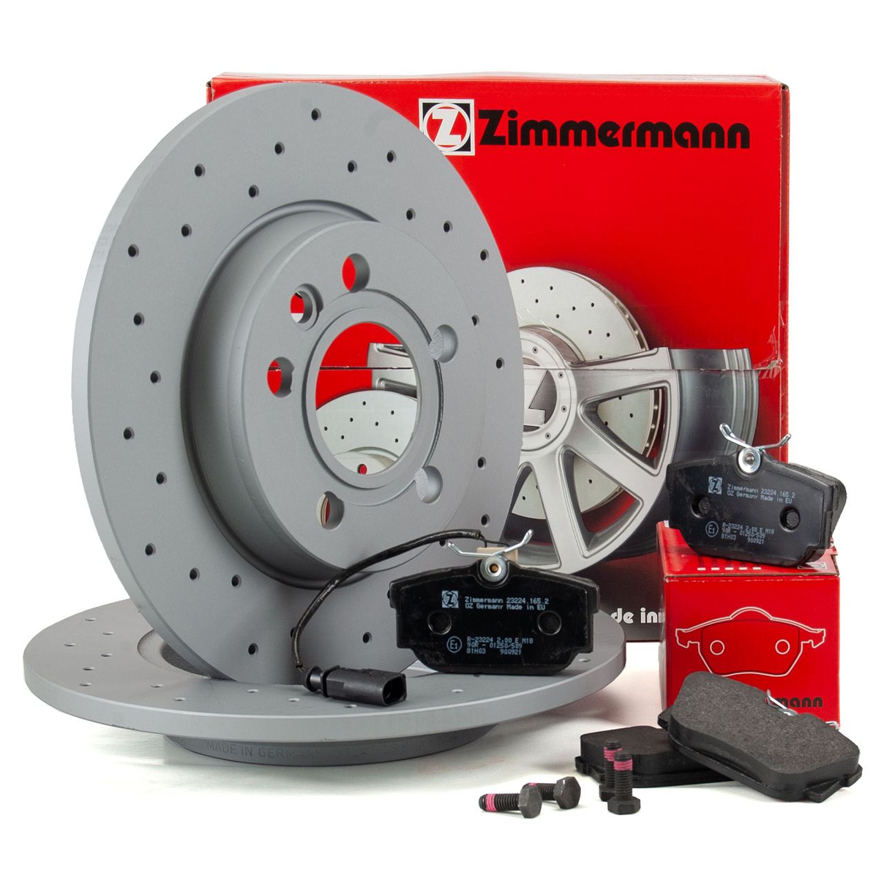 Zimmermann SPORT Bremsscheiben + Beläge + Wako VW Transporter T4 15 Zoll hinten