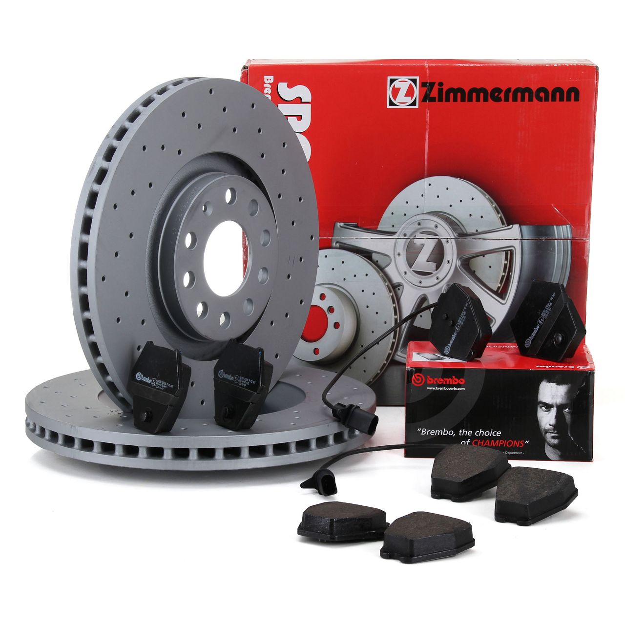 Zimmermann SPORT Bremsscheiben + BREMBO Beläge AUDI S4 (B5) A6 (4B C5) vorne