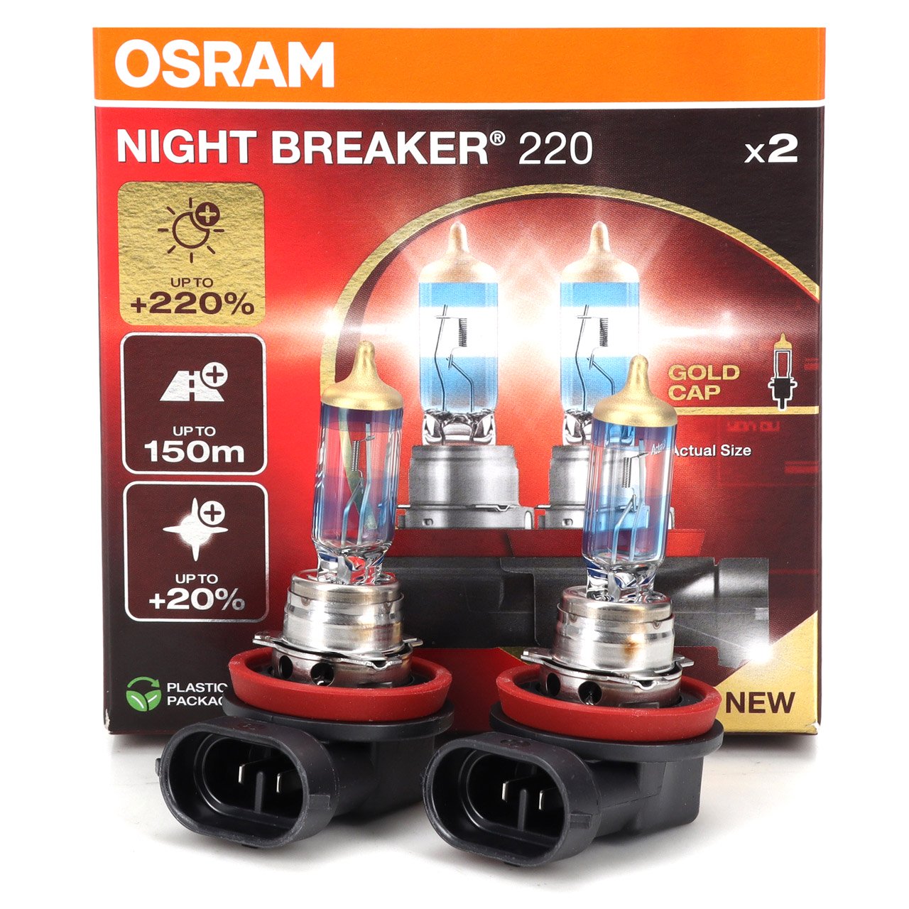 2x OSRAM H11 NIGHT BREAKER 220 Glühlampe 12V 55W PGJ19-2 +220% VERSION 2024/2025