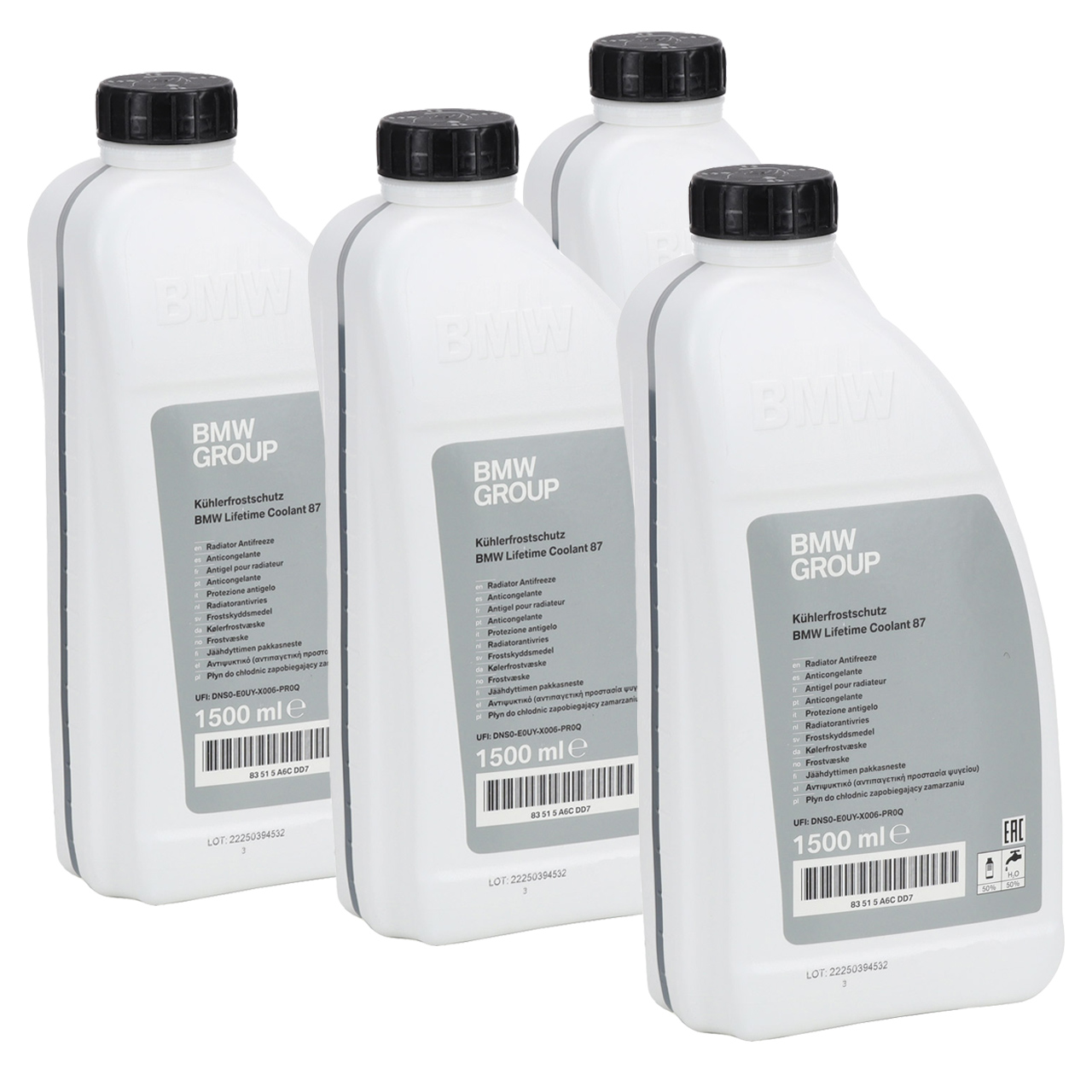 4x 1,5L ORIGINAL BMW Frostschutz Kühlerfrostschutz Konzentrat BLAU / GRÜN 83515A6CDD7